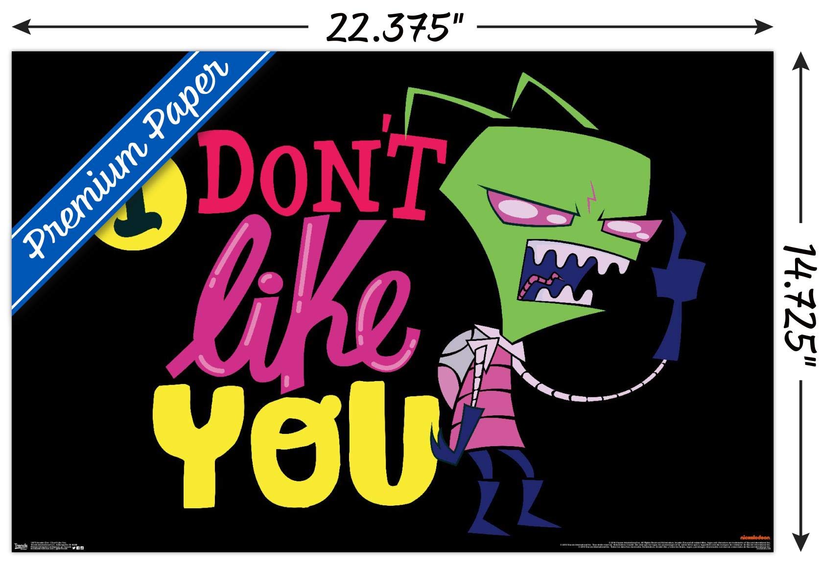 Trends International Invader Zim - I Don'T Like You Wall Poster, 14.725'' X 22.375'', Premium Poster & Mount Bundle