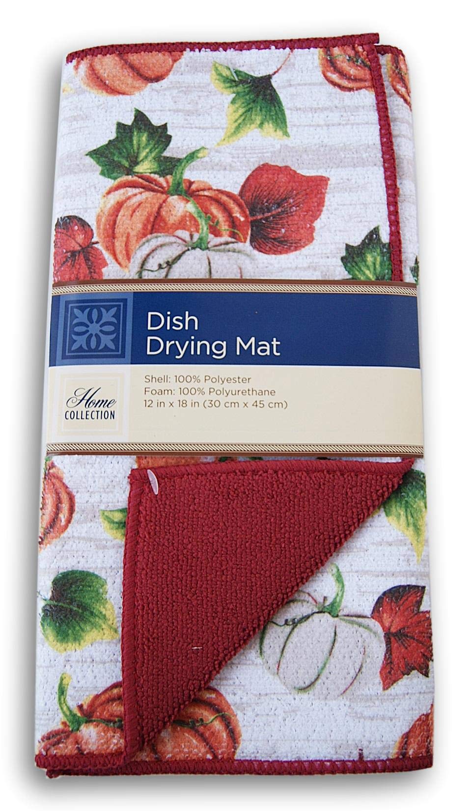 Home Collection Autumn Pumpkin Patterned Dish Drying Mat - 12X18 Inches