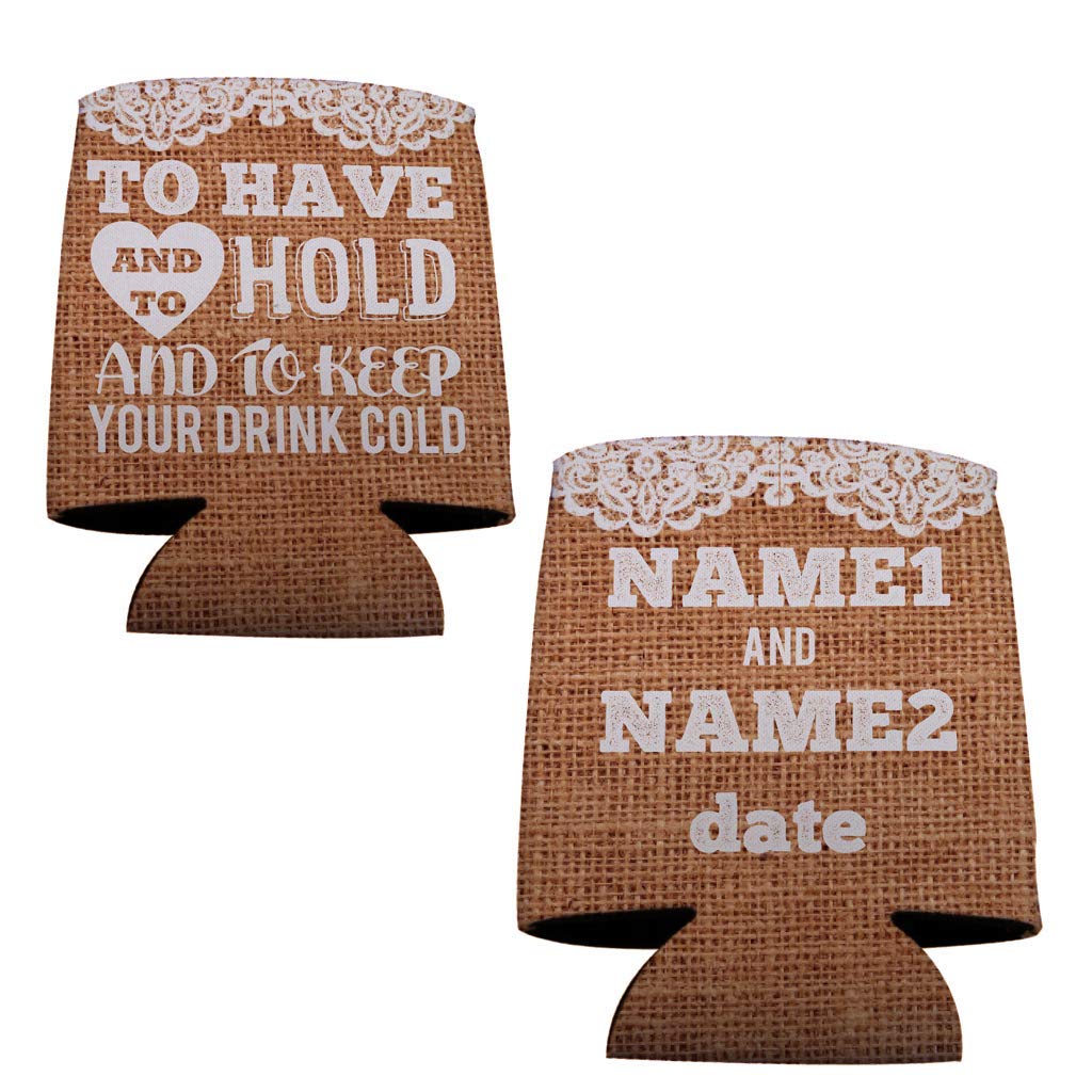 Victorystore Can And Beverage Coolers: Custom Rustic Burlap To Have And To Hold Wedding Can Coolers (25)