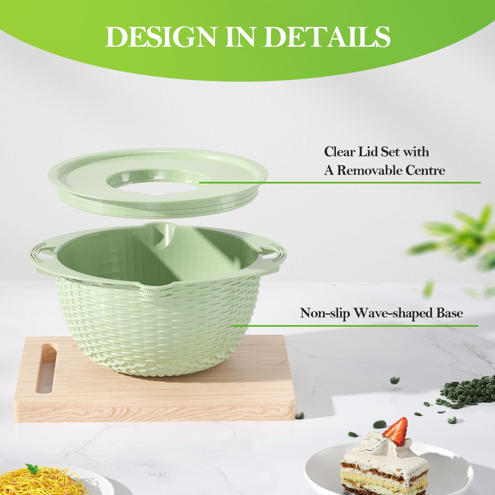 4-1 Colander With Bowl Set - Strainers For Kitchen, Food Strainers And Colanders, Pasta Strainer, Rice Strainer, Fruit Cleaner,