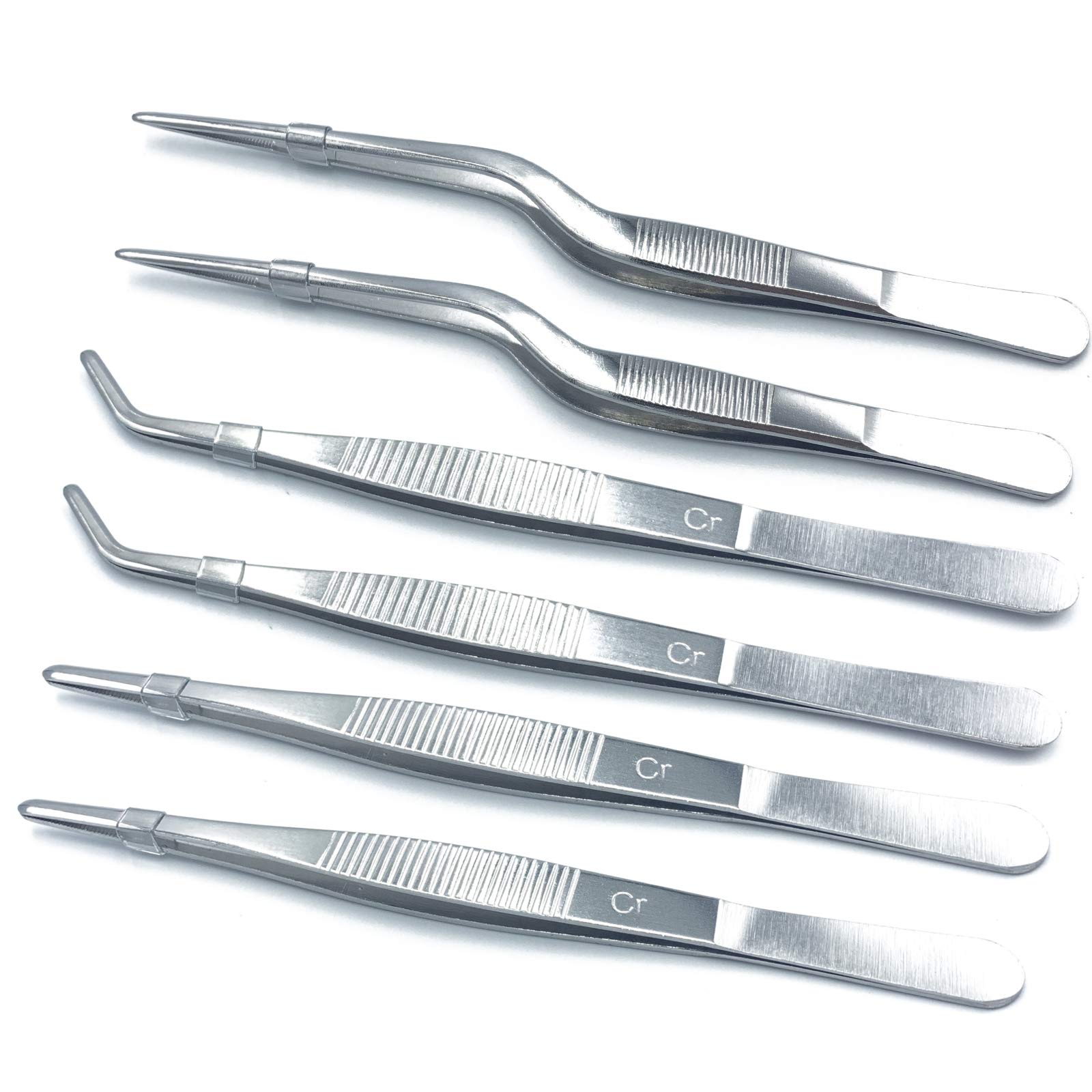Fruta 6 Pieces Tongs Tweezers Cooking Tweezers Stainless Steel Tongs Tweezer With Precision Serrated Tips For Cooking Culinary A