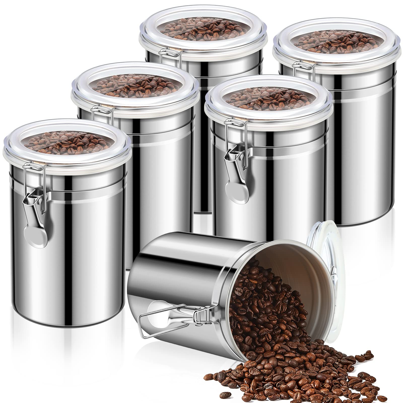 Lallisa 6 Pcs 62 Fl oz Stainless Steel Kitchen Canisters