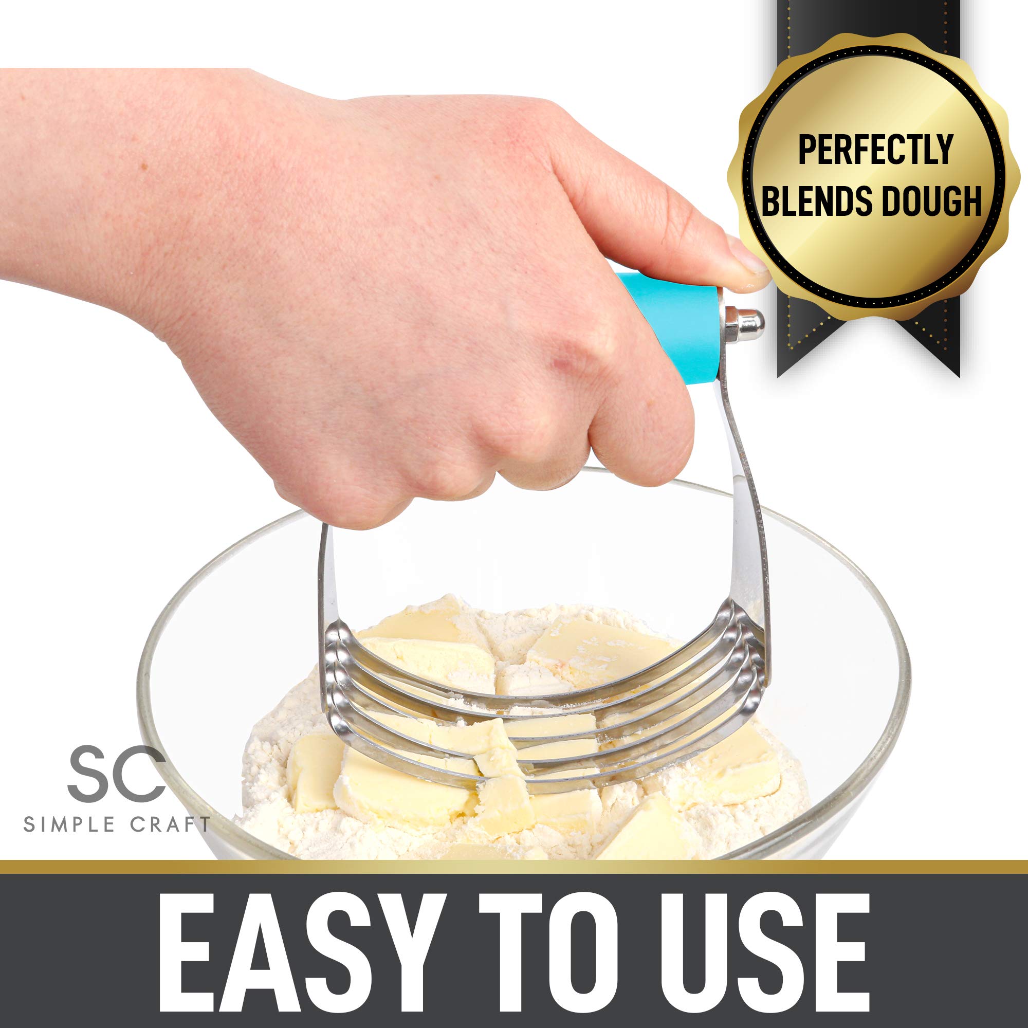 Simple Craft Pastry Cutter For Baking - Stainless Steel Pastry Blender Tool With Comfortable Grip Handle - Heavy Duty Dough Cutt