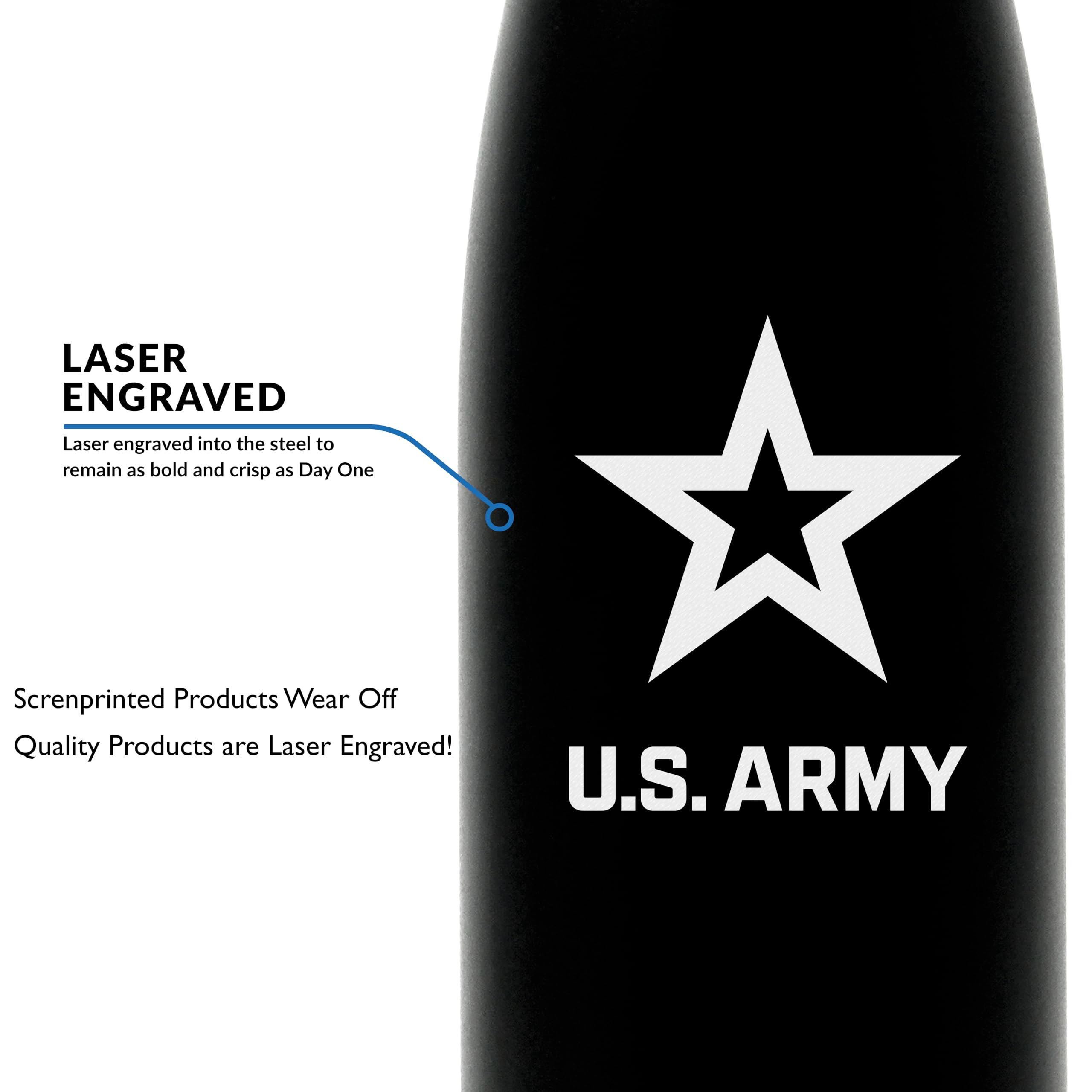 US Army 17oz Double Wall Vacuum Insulated Stainless Steel Soldier Water Bottle - Perfect for PT and Outdoor Sports Like Hiking Camping and Cycling