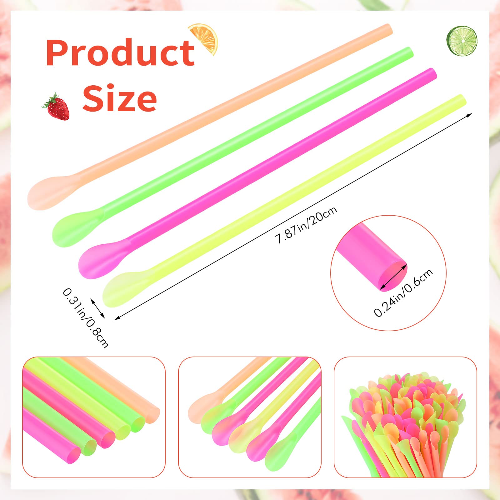 Eaasty 1000 Pcs Snow Cone Spoon Straws, Flexible Plastic Straws, Flexible Disposable Drinking Straws, Disposable Plastic Sip Sti