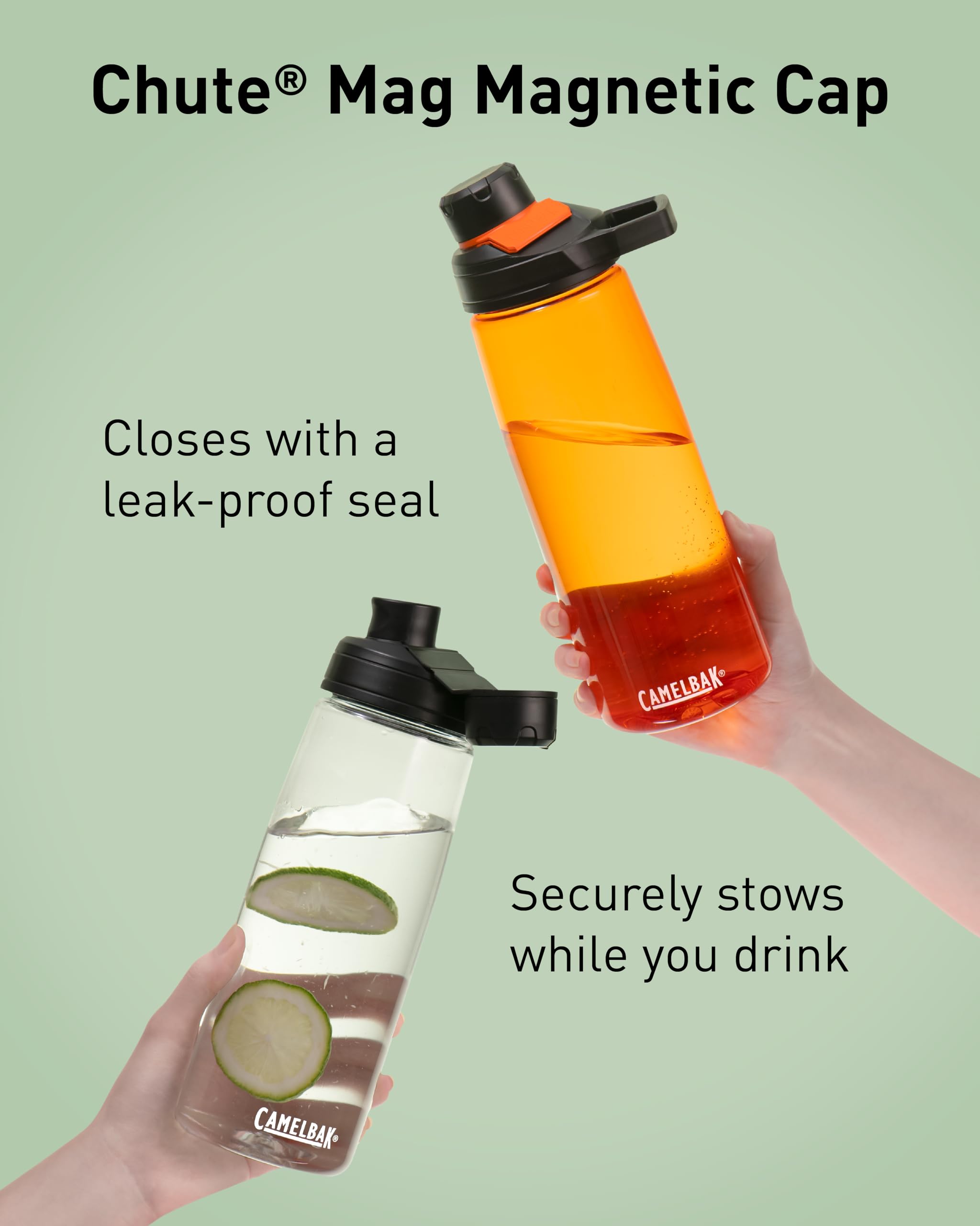 Camelbak Chute Mag Bpa Free Water Bottle With Tritan Renew - Magnetic Cap Stows While Drinking, 25Oz, Charcoal