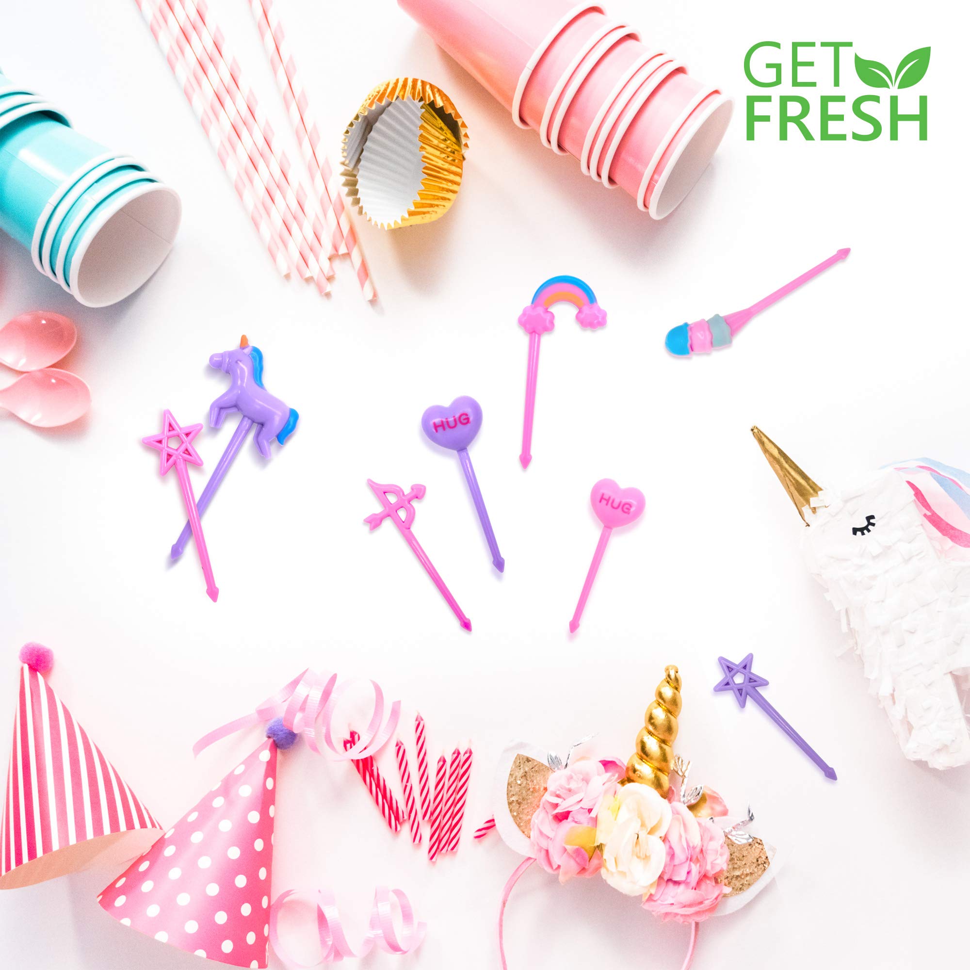 Get Fresh Food Picks For Kids - 24 Pcs Unicorn Bento Food Picks For Toddlers Lunch Decoration - Cute Decorative Plastic Animal F
