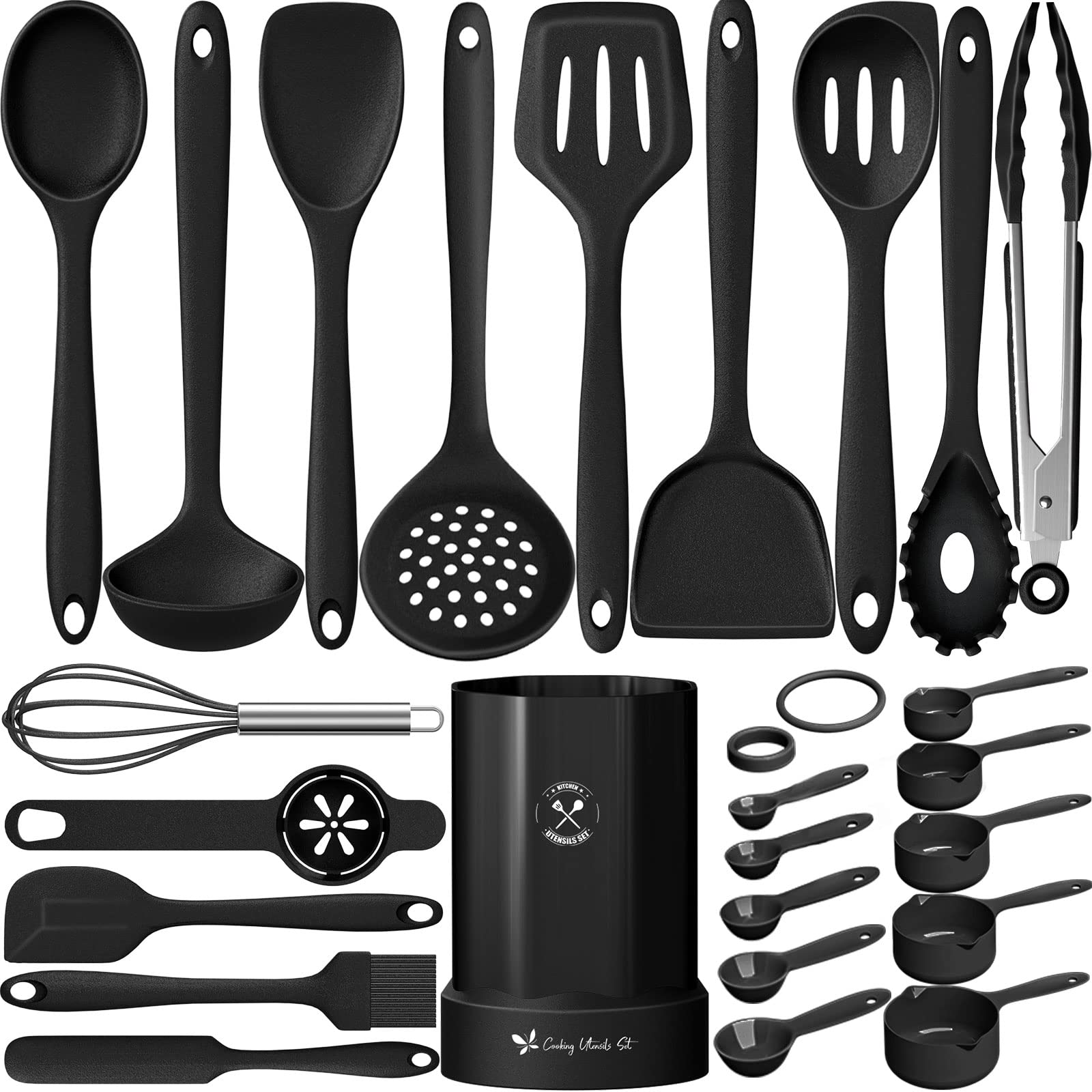 Silicone Kitchen Cooking Utensil Set, Fungun 25 Pcs Kitchen Utensils With Spatula, Spoon, Turner, Tongs, Heat Resistant Kitchen