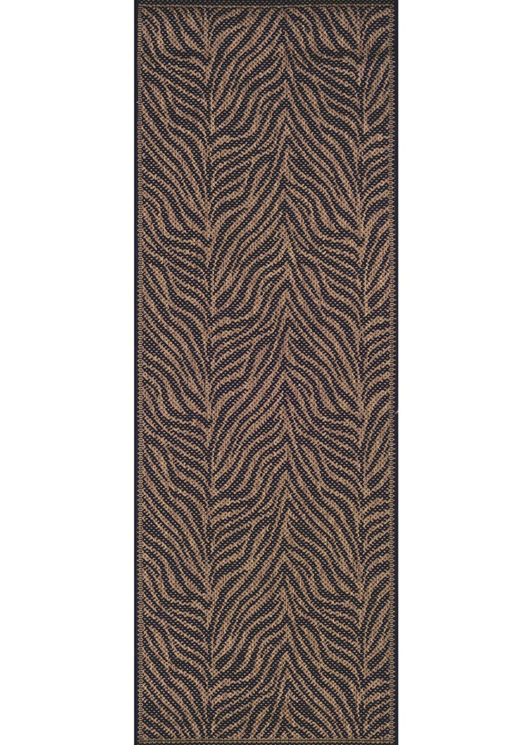 Couristan 1514/0121 Recife Zebra Black/Cocoa Runner Rug, 2-Feet 3-Inch by 11-Feet 9-Inch