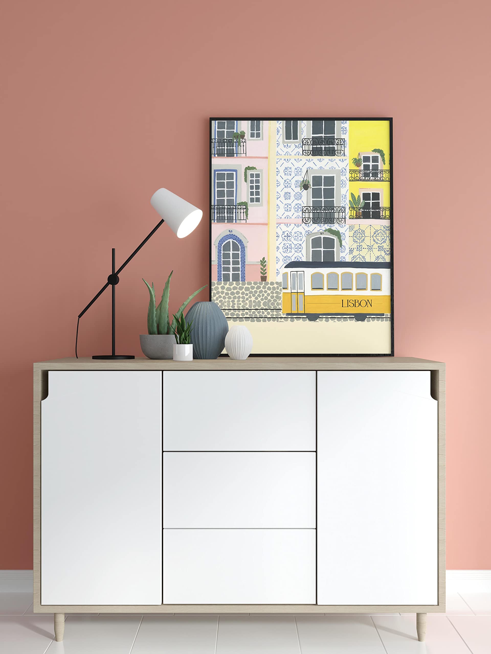 The Spring Palette | Lisbon - Travel Inspired Modern Wall Painting | Modern Art Painting For Living Room Bed Room And Office | 1