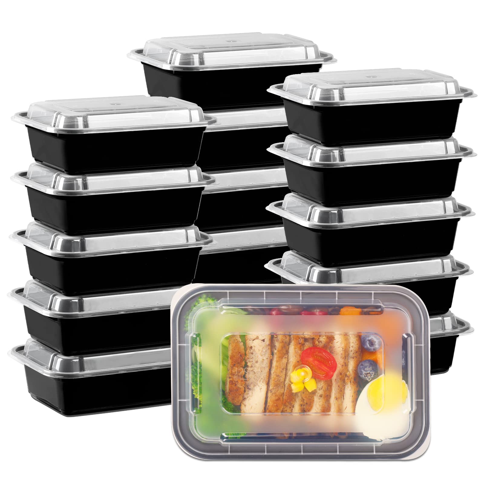 Moretoes 15 Pack Meal Prep Containers Reusable, Food Containers With Lids 24Oz, 1 Compartment Food Storage Containers, Reusable
