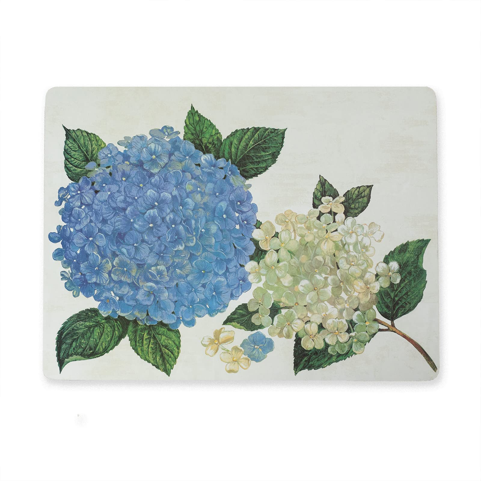 Benson Mills Cork Placemats Set of 4  Thick Cork Place Mats for Kitchen and Dining Tables  Easy Clean Table Mats (12'' x 16'' Rectangular Set of 4  Hydrangea Floral)
