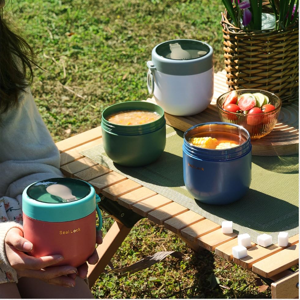 Piscepio Overnight Oat Containers With Lids And Reusable Plastic Spoons,17Oz Portable Stainless Steel Yogurt Breakfast On The Go
