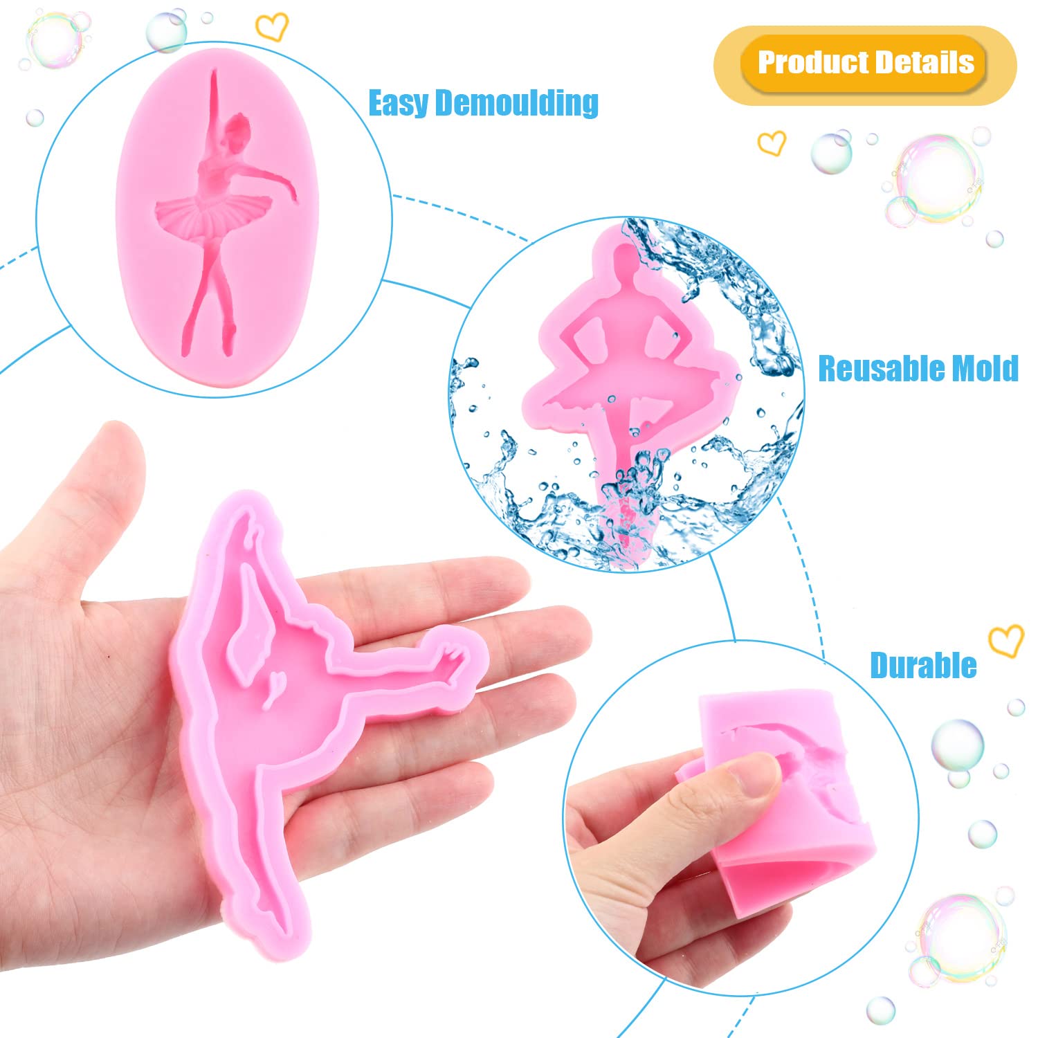 Miyahouse Ballet Dancer Silicone Molds Ballet Shoes Fondant Mold For Cake Decoration Chocolate Candy Polymer Clay Cupcake Topper