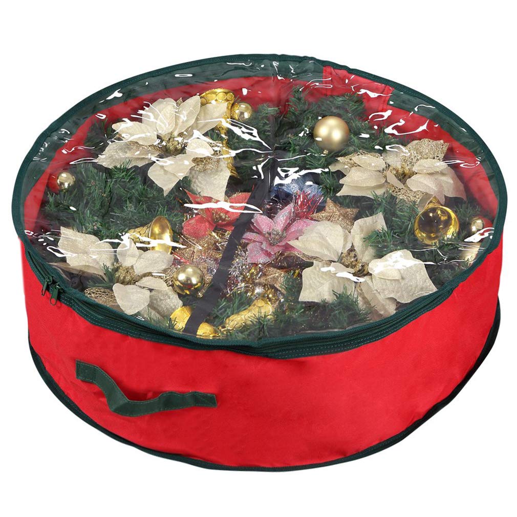 Primode Christmas Wreath Storage Bag 24'' | Garland Wreaths Container With Clear Window For Easy Holiday Storage | Durable 600D