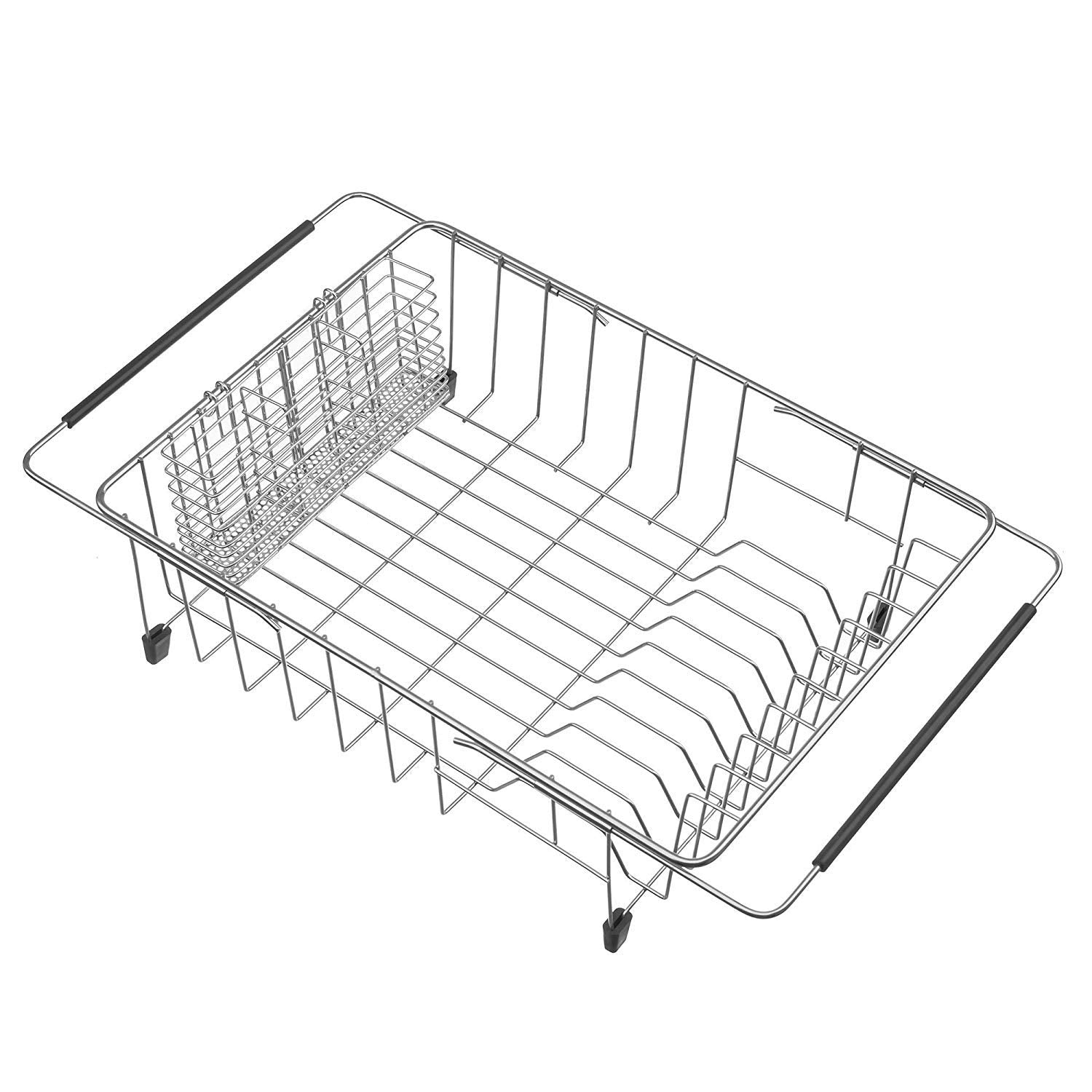 Sanno Large Expandable Dish Drying Rack Dish Rack Drainer With Stainless Steel Utensil Holder Over The Sink Dish Drainer Dish Ra
