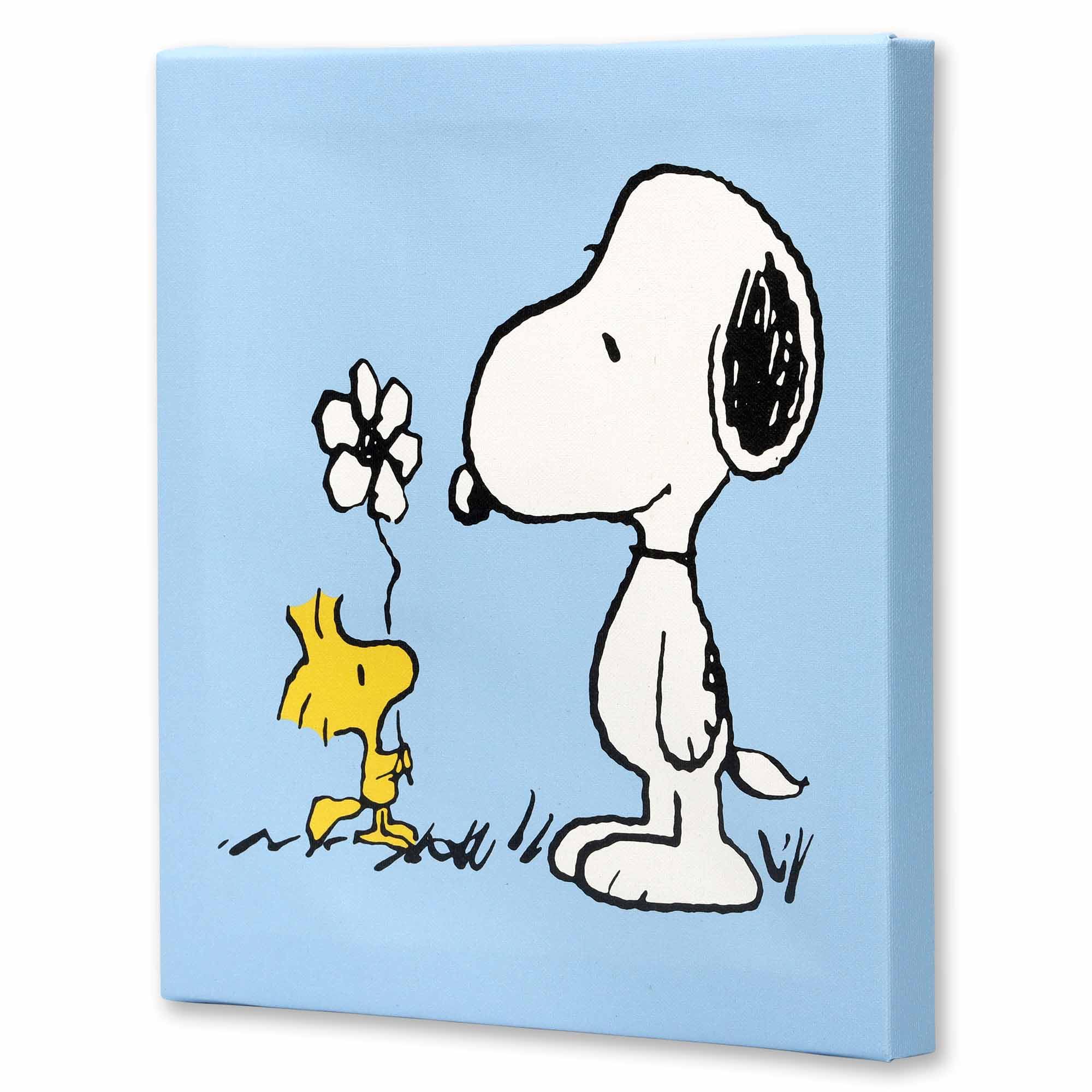 Open Road Brands Snoopy and Woodstock Canvas Wall Art - 12" x 12" Blue Decor, Model 90224081