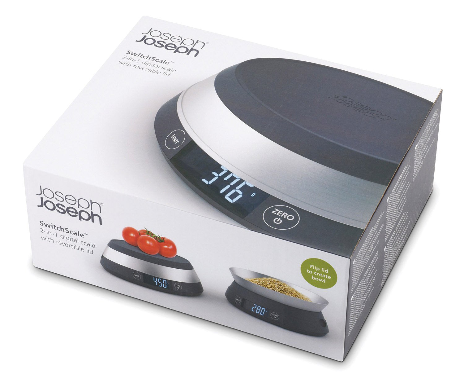 Joseph Joseph 40054 Switchscale Digital Scale With Reversible Lid, Gray