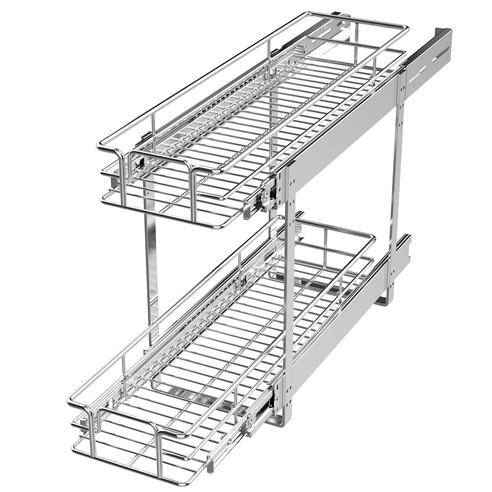 LOVMOR 2 Tier 5 W x 21 D, Individual Pull Organizer Kitchen Cabinet Storage Sliding Shelves
