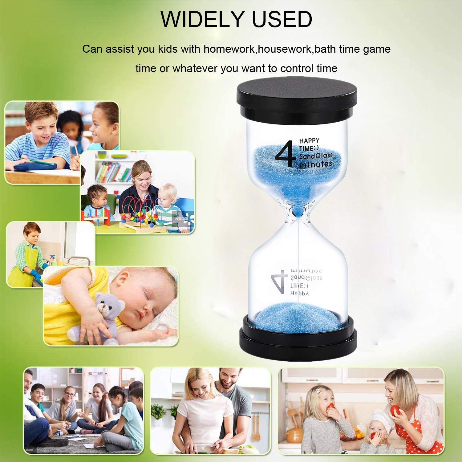 Suliao Hourglass 4 Minute Sand Timer:Colorful Sand Clock, Small Purple 4 Min Sand Watch, Plastic Hour Glass Sandglass For Kids,