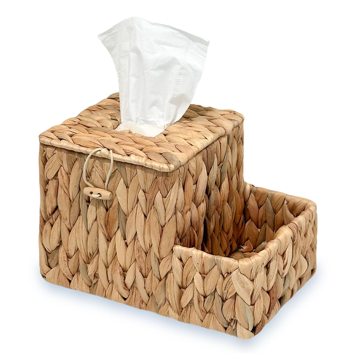 Pinxiury Water Hyacinth Tissue Box Cover Square, Tissue Box Holder, Tissue Box With Remote Organizer, Bedside Organizer, Remote