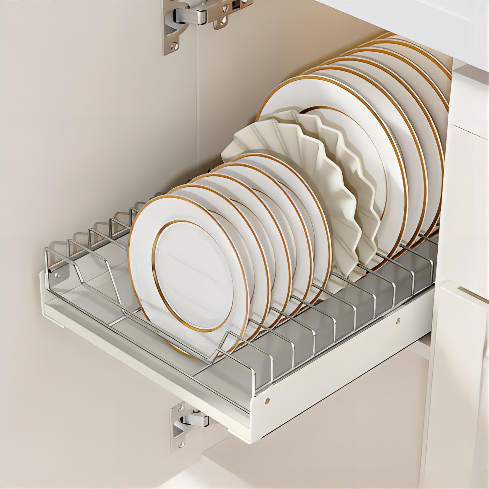 Zhoho Tant Pull Out Cabinet Organizer Fixed With Adhesive Nano Film, Slide Out Dish Drying Rack For Kitchen Cabinets, Pull Out D