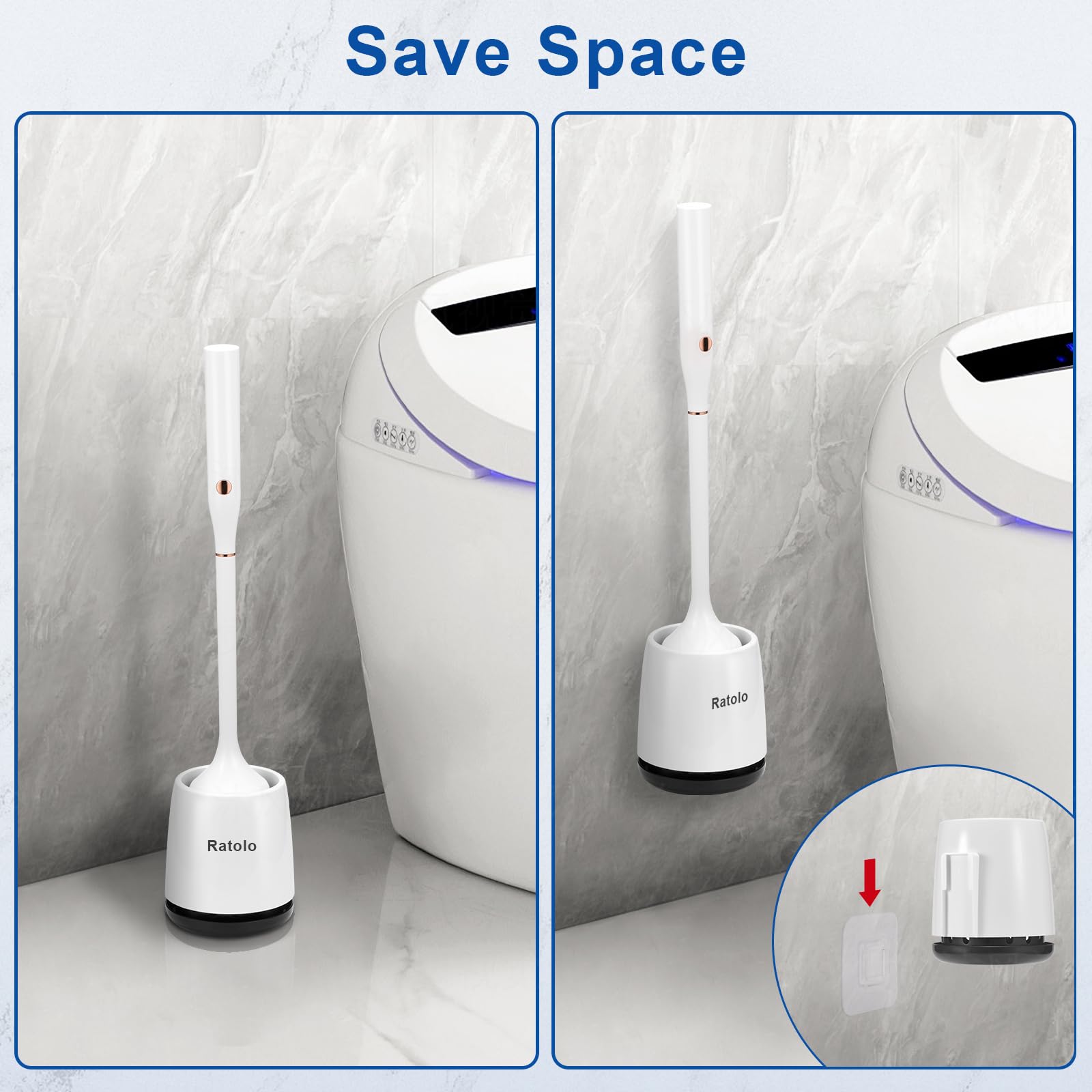 Ratolo Electric Toilet Brush,Silicone Toilet Brush,Toilet Bowl Brush And Holder Set With Ventilated Holder,Toilet Brush, Floor S