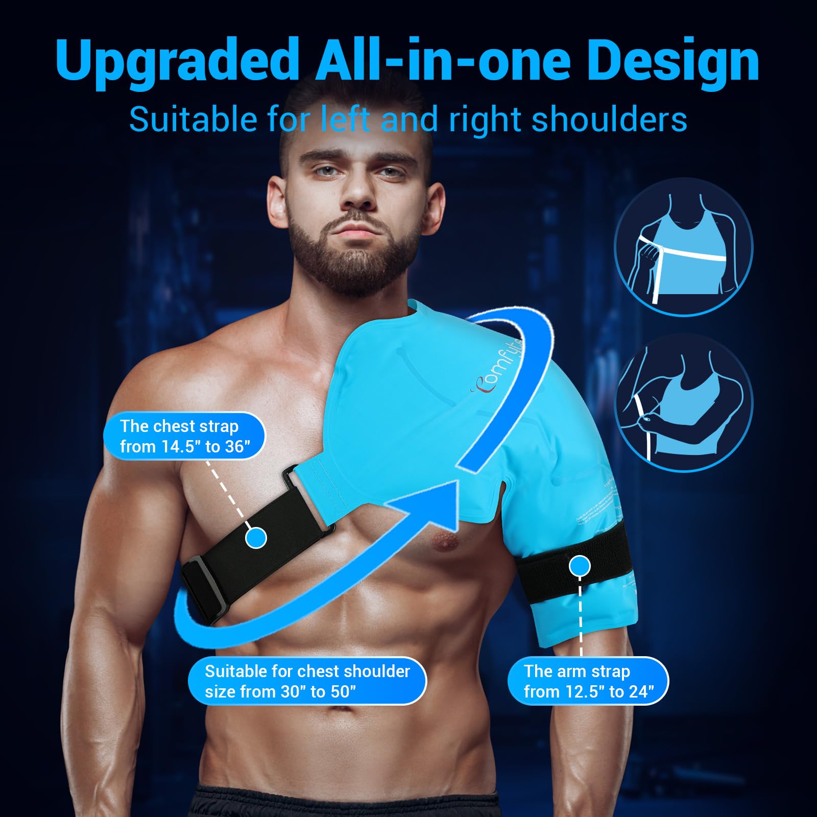 Comfytemp Shoulder Ice Pack Rotator Cuff Cold Therapy, Reusable Shoulder Wrap Large Gel Ice Packs For Injuries, Hot Cold Compres