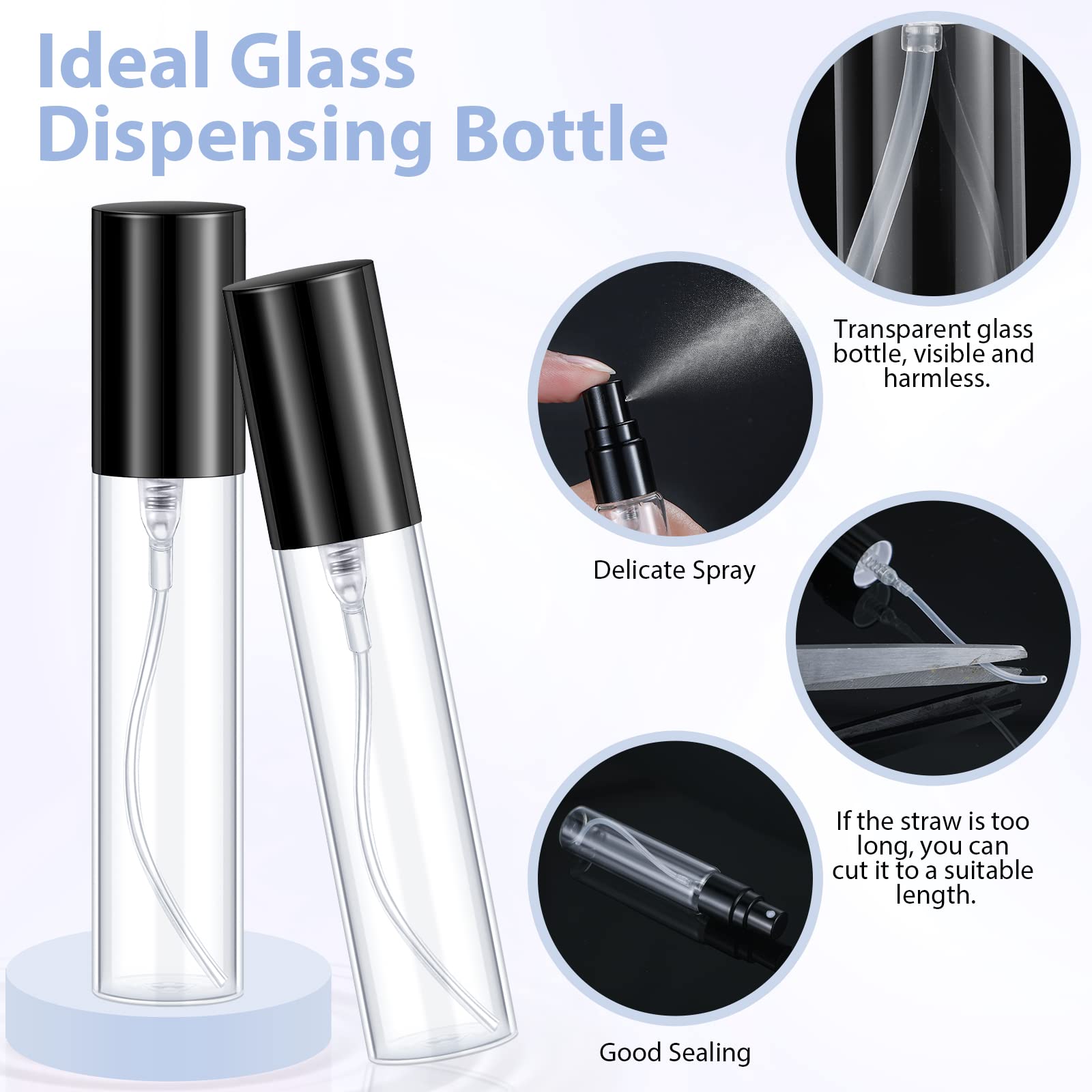 Yinder 25 Pcs Travel Perfume Atomizer Sprayer Refillable Empty Perfume Bottle For Perfume Mist Glass Spray Bottles Clear Portabl