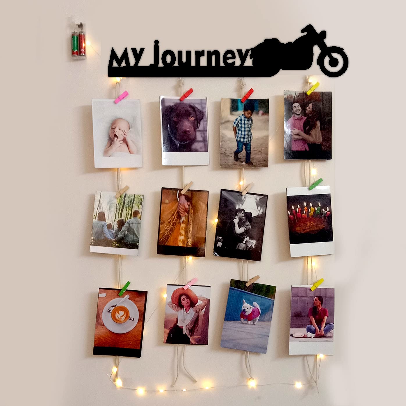 Vah Wooden Photo Frame With Led Light -Photo Wall Hanging, Memories Wall Hanging, Hanging Photo Frames For Wall Decoration, Mome