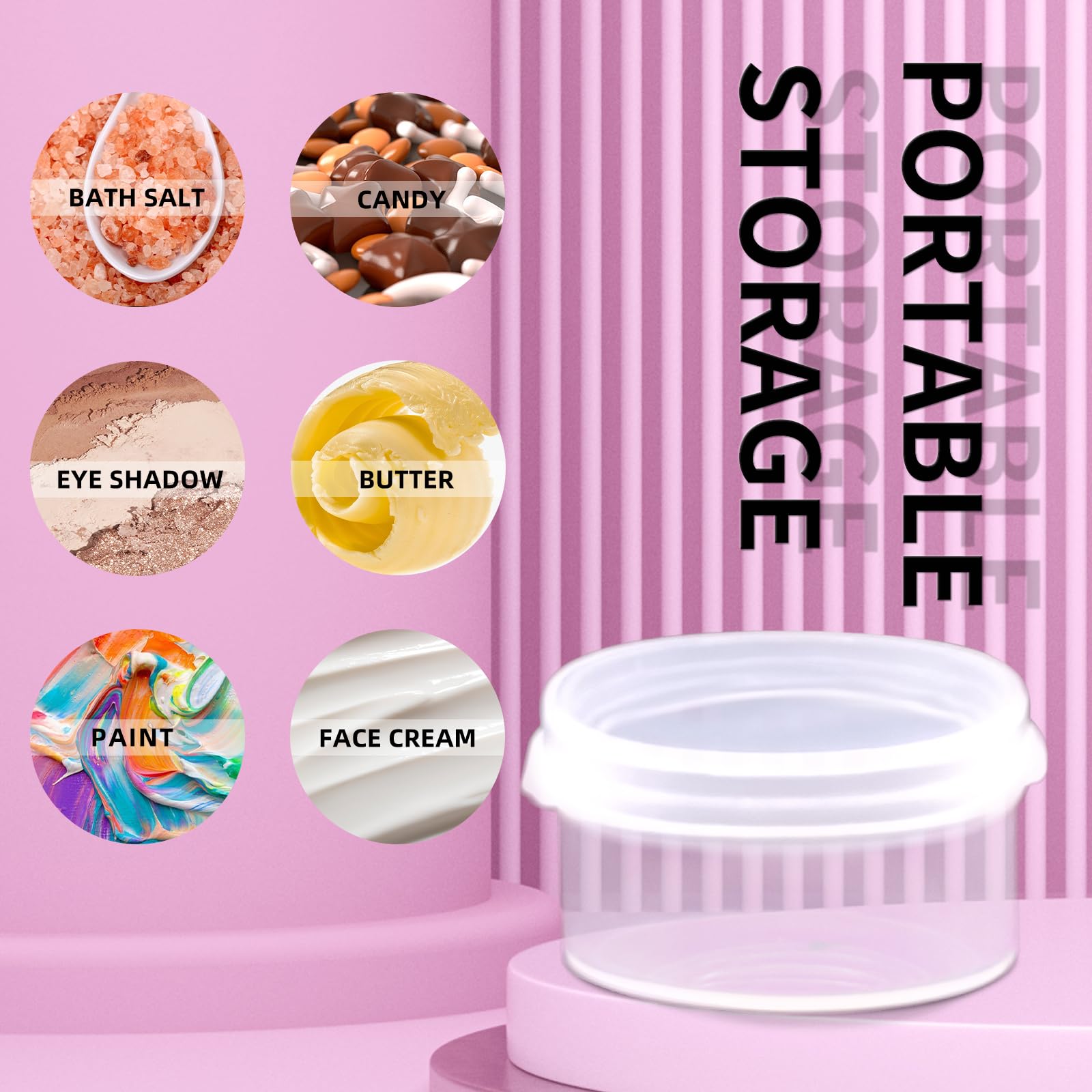 Zfyoung 30 Pcs Plastic Cosmetic Jar 5/10/20Ml Clear Case With Snap Lids Portable,Travel Storage Cosmetic Samples Beauty Products