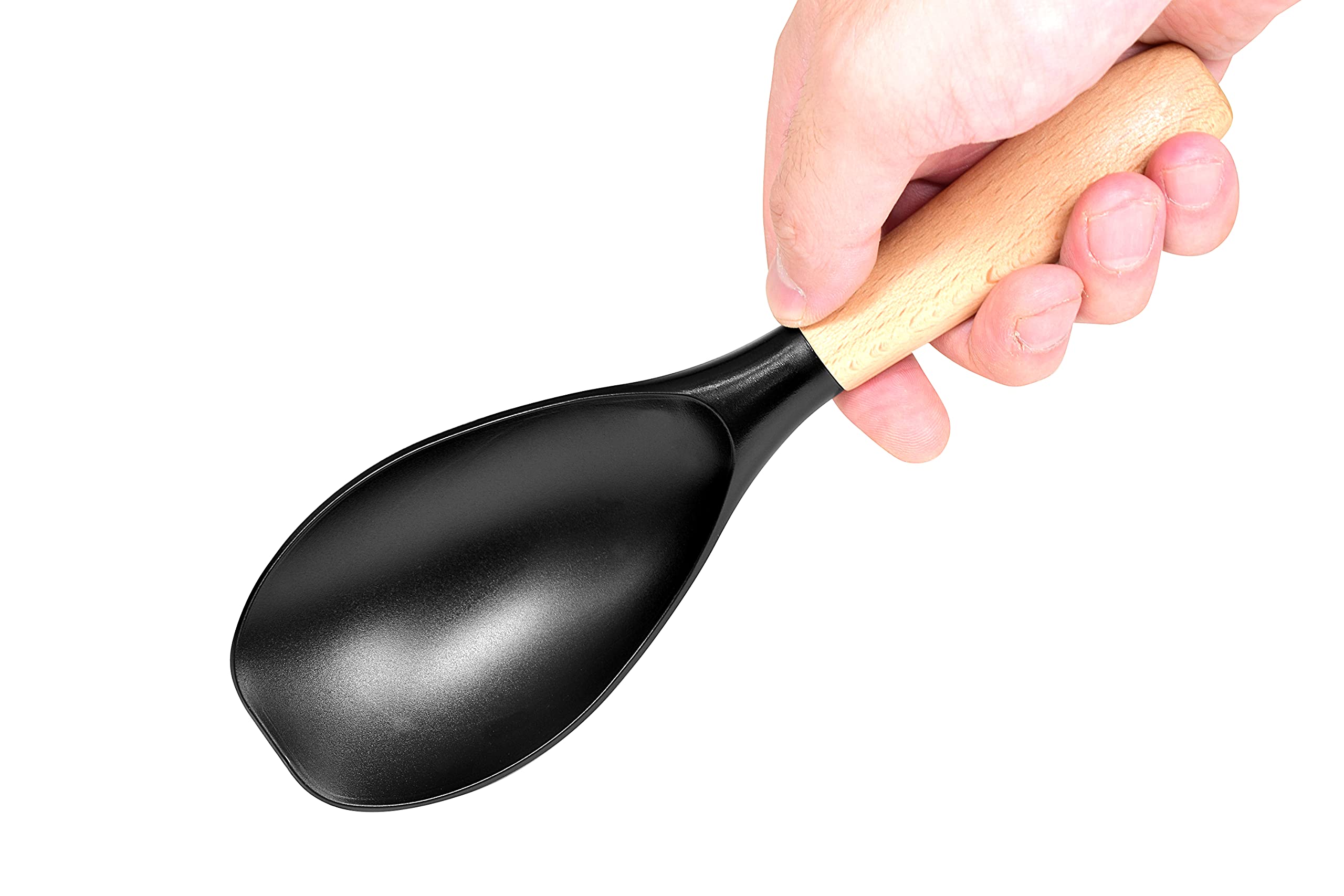 Seki Japan Stylish Kitchen Tool, Flexible Non Stick Heat Resistant Nylon Cooking Spoon, Wooden Handle Basting Spoon For Soup, Sa