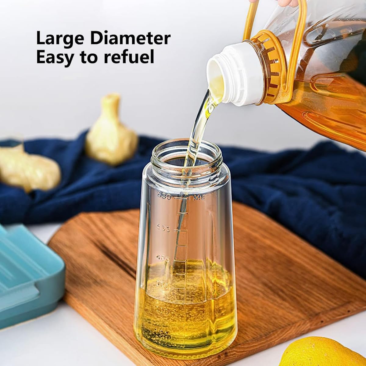 MUAC Glass Oil and Vinegar Dispenser Bottle with Automatic Opening and Closing |Free Spot Measuring Oil Dispenser Bottle for Pou