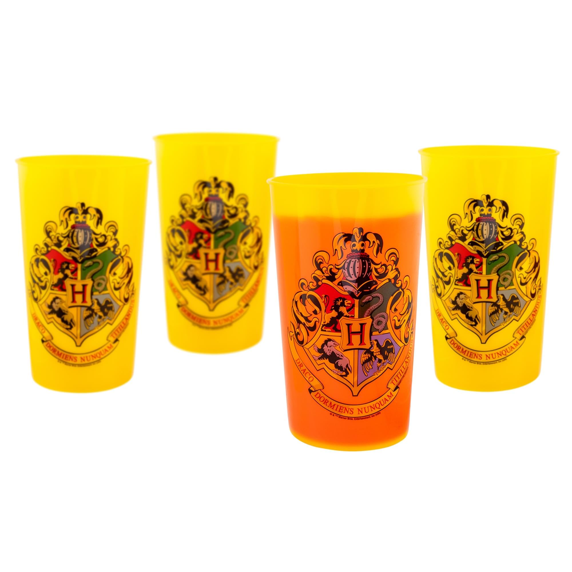 Silver Buffalo Harry Potter Hogwarts Crest 4Pack Color Changing Cups, 20 Ounces