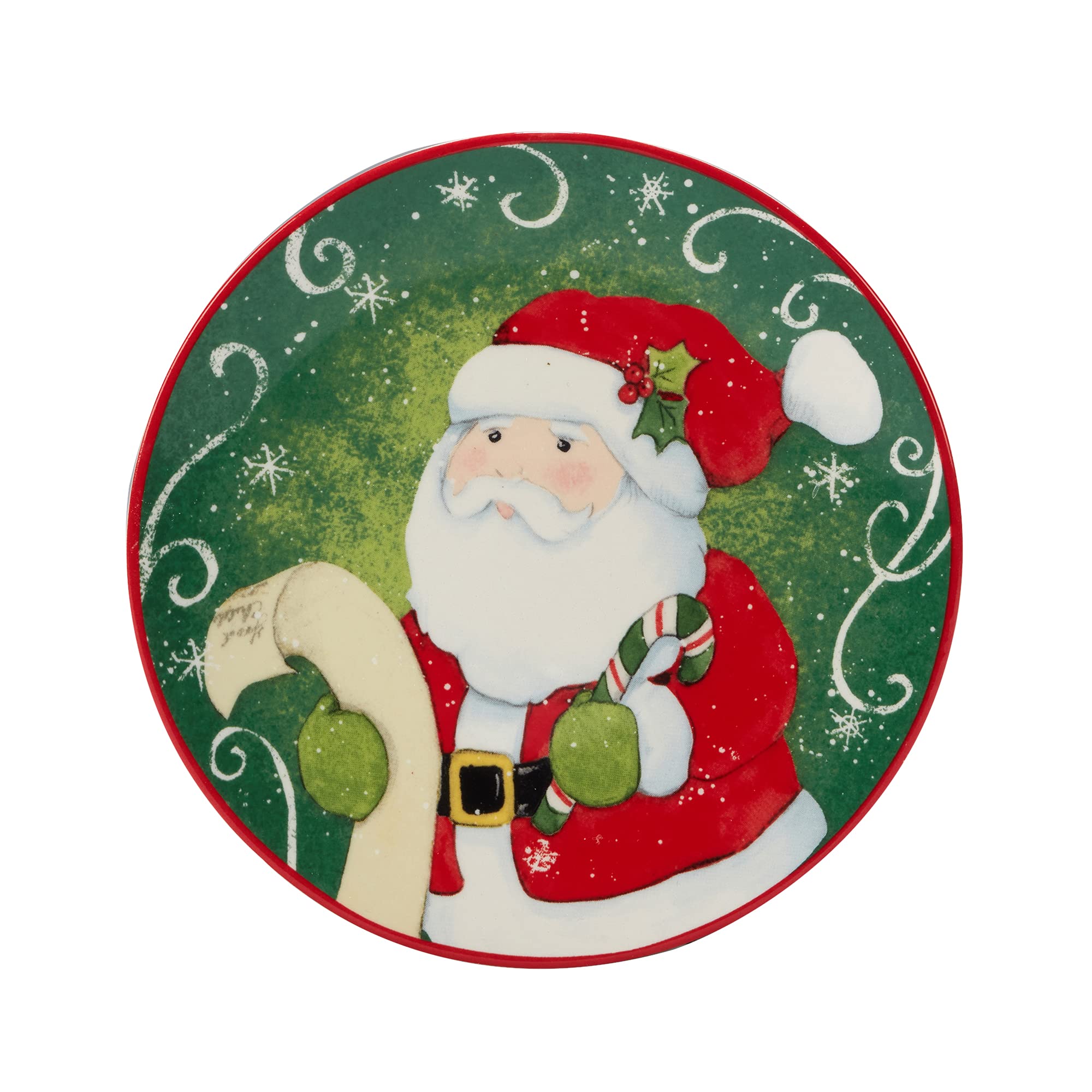 Certified International Holiday Magic Santa 6'' Canape/Luncheon/Snack Plates, Set Of 4