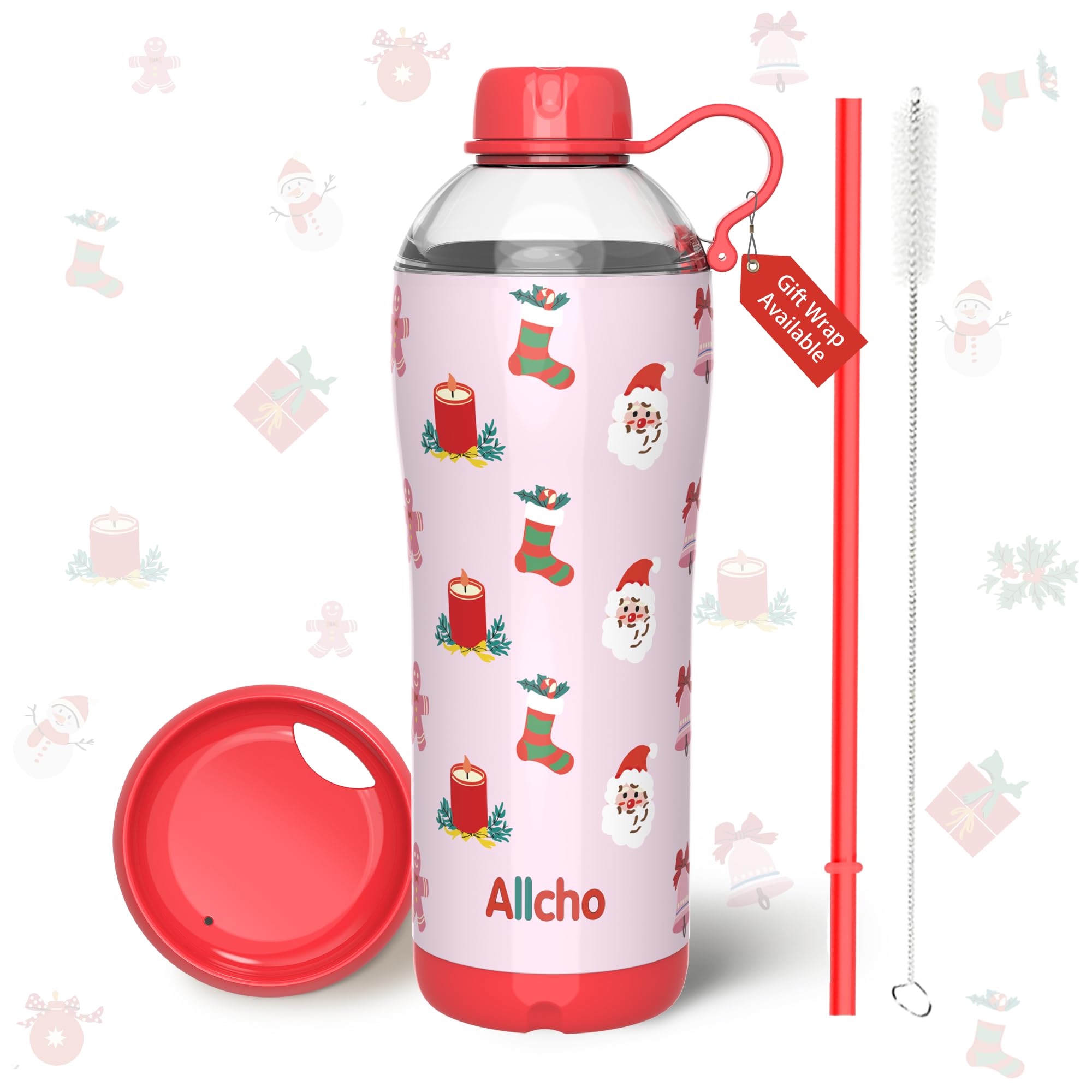 Allcho Christmas Gifts for Women Mom Daughters, Christmas Travel Coffee Tumbler for Friends Girls, Insulated Water Bottle, 24 oz