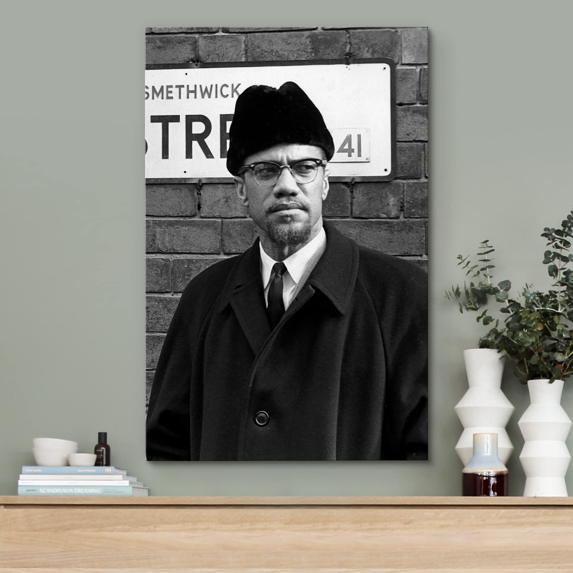 Wall26 Canvas Print Wall Art African American Black & White Malcolm X Civil Rights Historic Classic Photography Realism Traditio