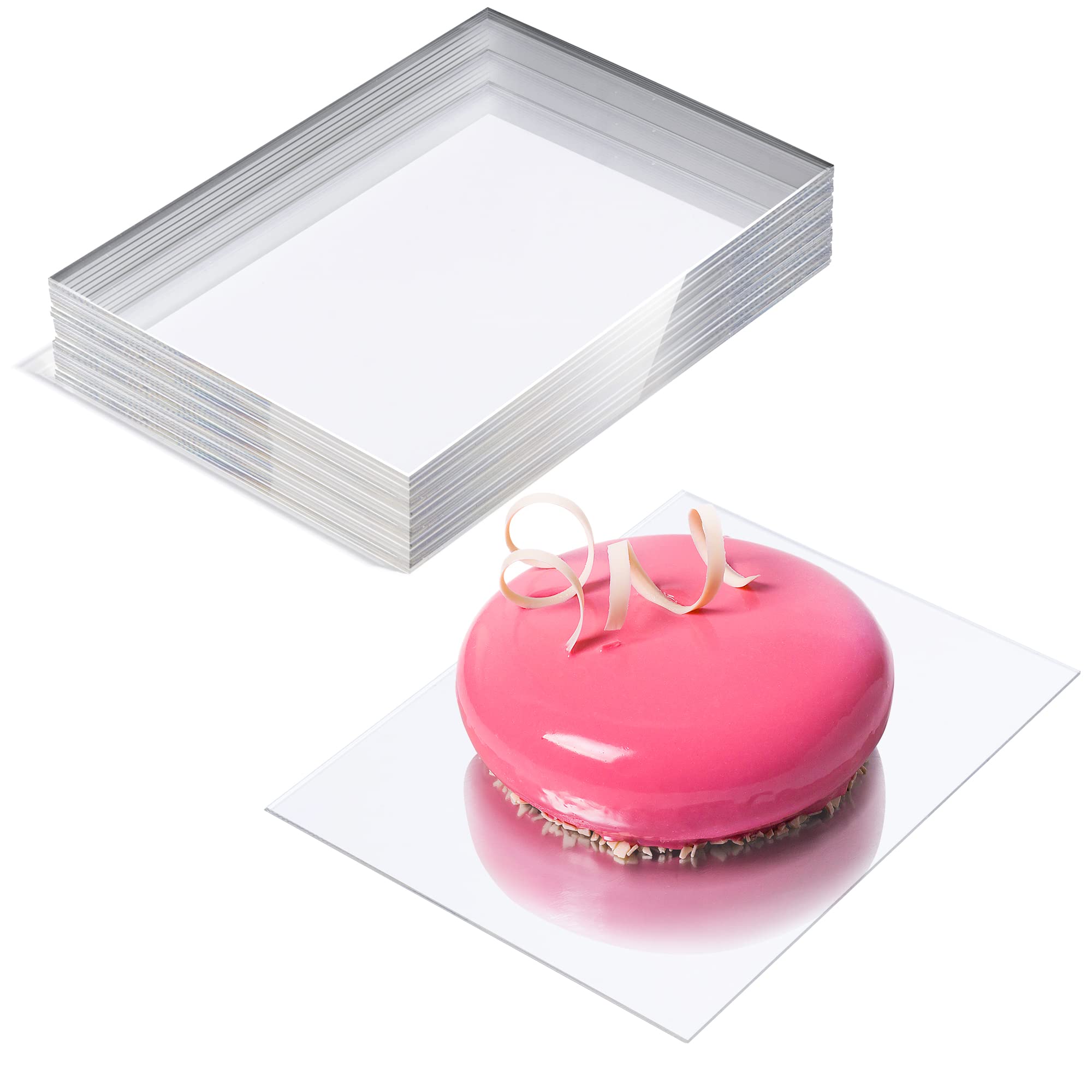 Elavain Acrylic Clear Plates For Party, 48 Pack Dessert Plate Set & Appetizer Food Platter Presentation For Pastry & Dessert Pla