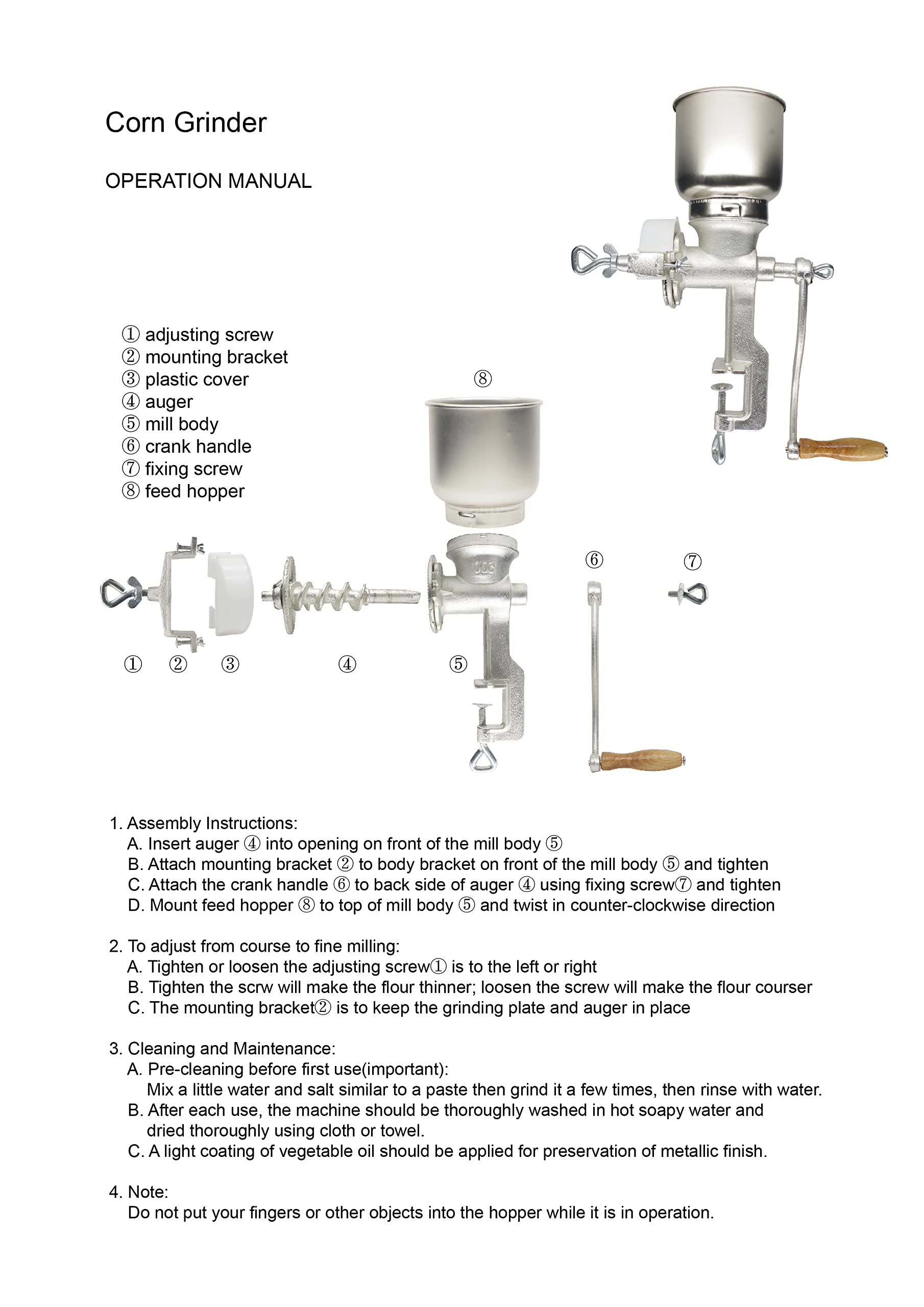 Premium Quality Cast Iron Corn Grinder For Wheat Grains Or Use As A Nut Mill