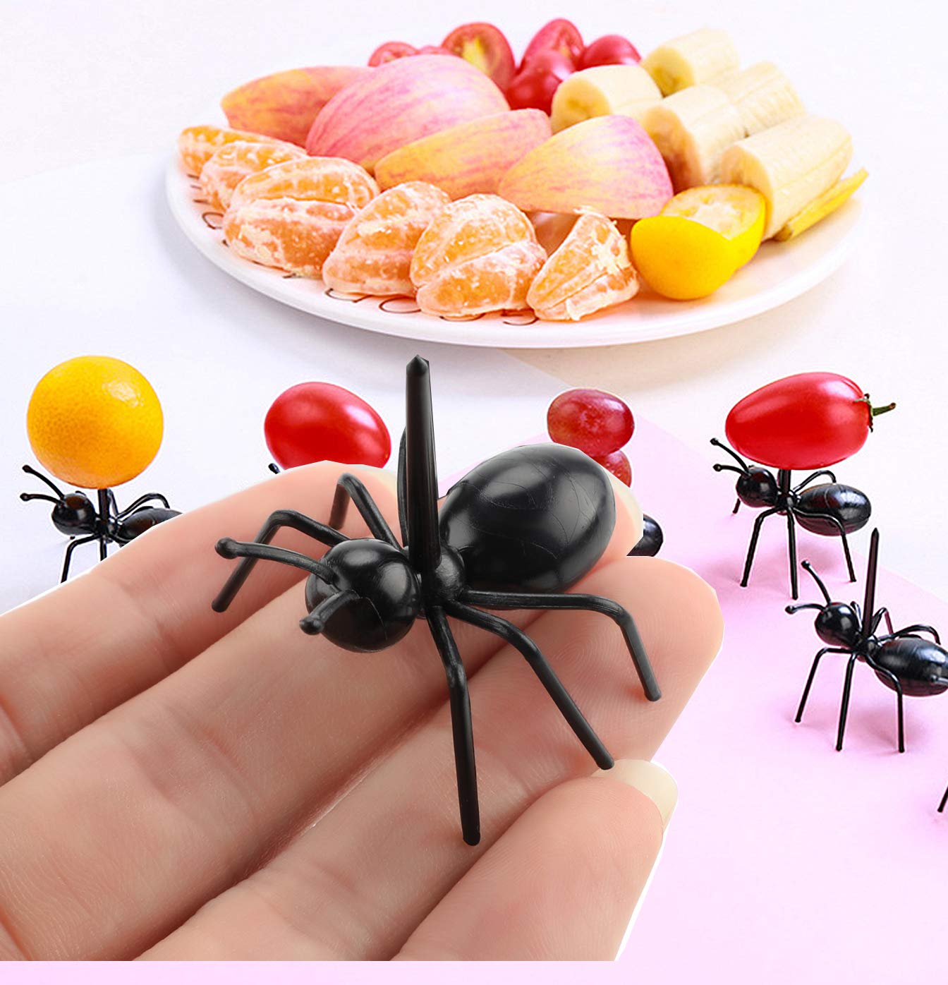 Ant Toothpicks Fruit Dessert Fork (24Pcs) - Ootsr Reusable Ant Food Pick Animal Appetizer Forks For Snack Cake Dessert With Stor