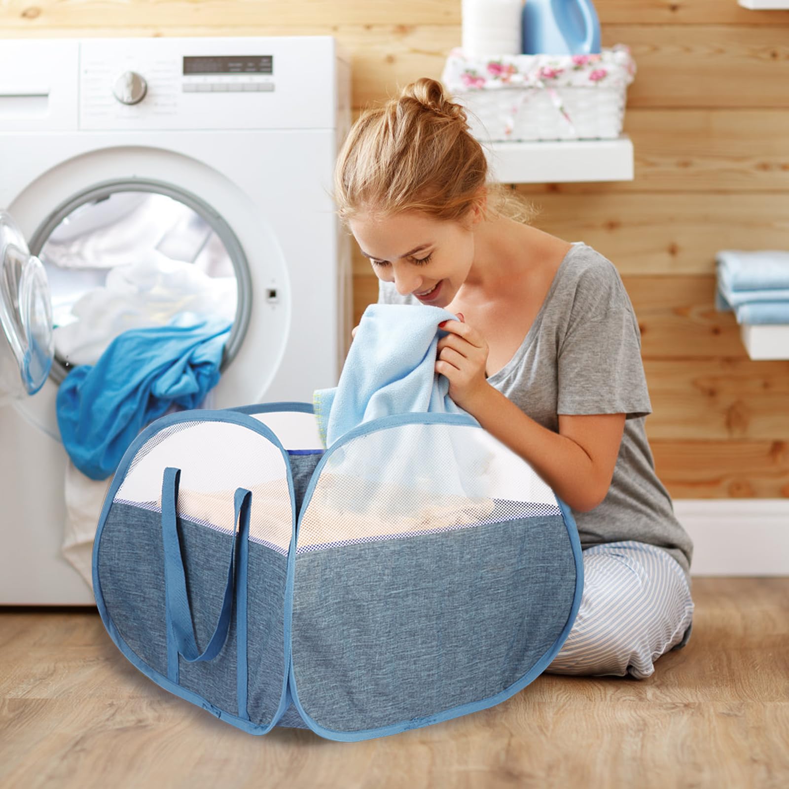 Durable Collapsible Laundry Basket, 90L Clothes Hampers For Laundry, Foldable Laundry Basket With Handles, Tear-Proof Pop Up Ham