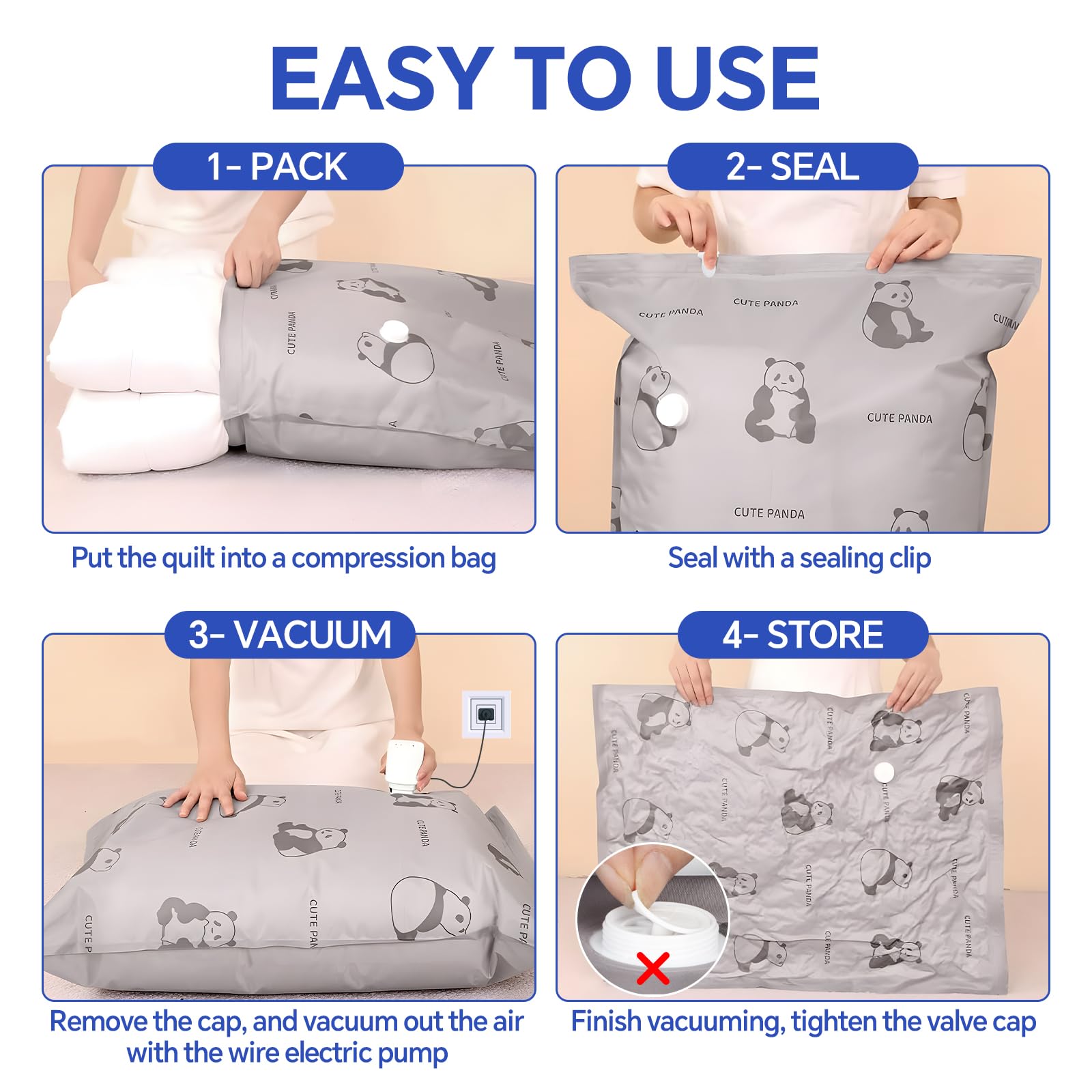 Bfhosehold Heavy Duty Vacuum Storage Bags with Pump & Smart Storage App, Reusable Oxford Fabric Vacuum Seal Bags for Bedding, Cl