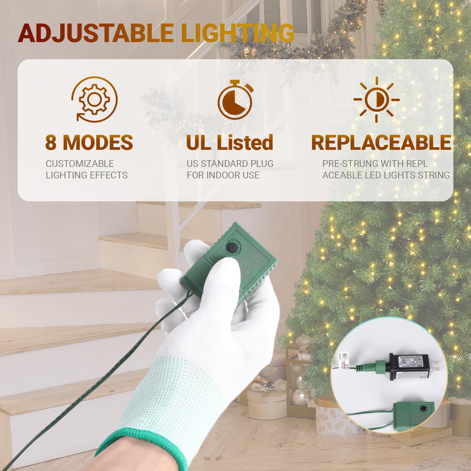 6FT Prelit Green Artificial Christmas Tree with 250 Warm White LED Lights - Full Pre-Lit Holiday Tree for Indoor Home, Living Ro