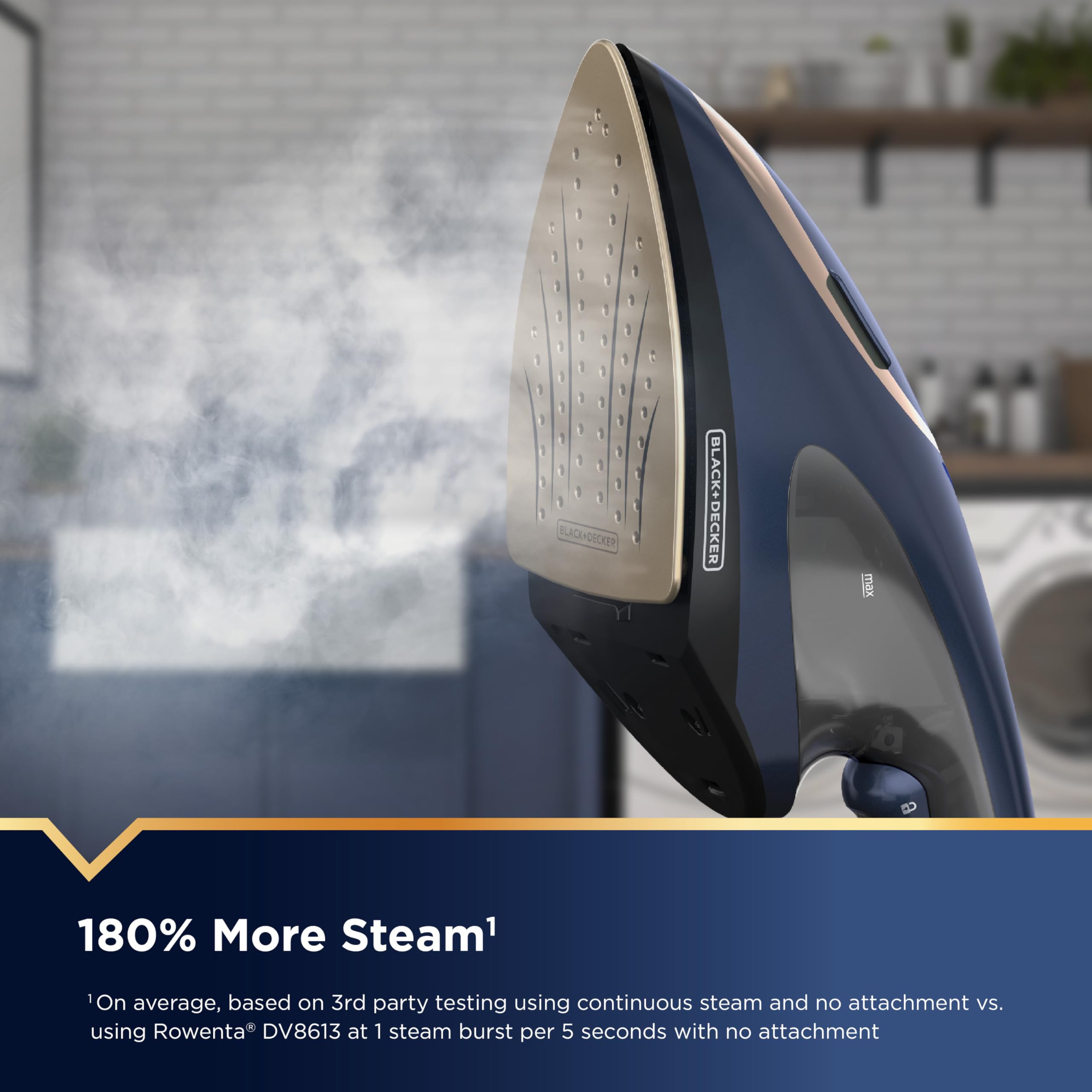 Black+Decker Press & Steam 2-In-1 Iron And Steamer, 180% More Steam & One Temperature Technology, Ceramic Soleplate, Safe On All