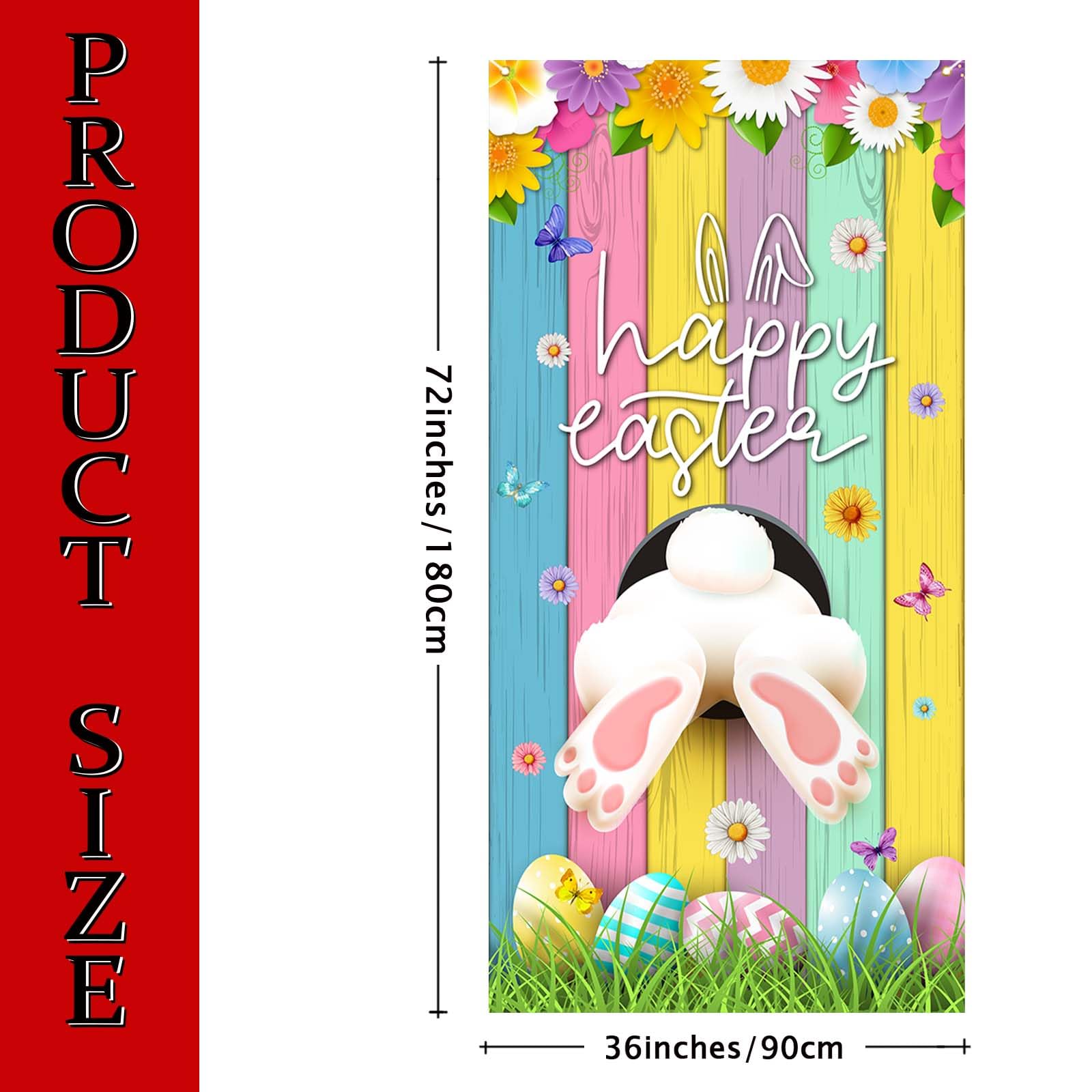 Easter Door Cover Bunny Egg Rabbit Decor Daisy Decorations Door Banner Farmhouse Holiday Decor Pattern Easter Season Supplies Fo