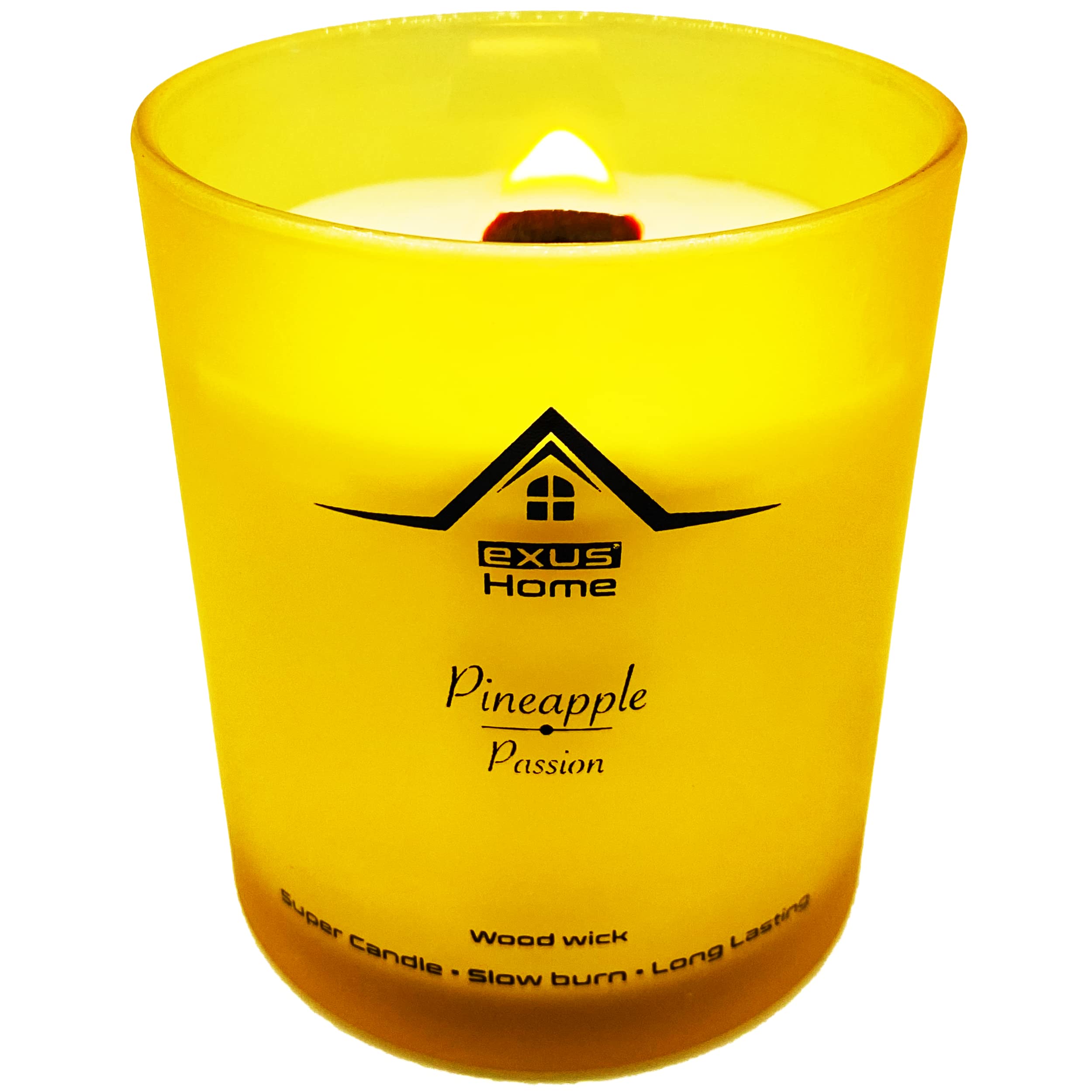 Exus Hand Crafted, Odor Eliminator, Strong Scent, 100% Natural Soy Wax, Wood Wick, Non-Toxic Candle (Pineapple/Passion)