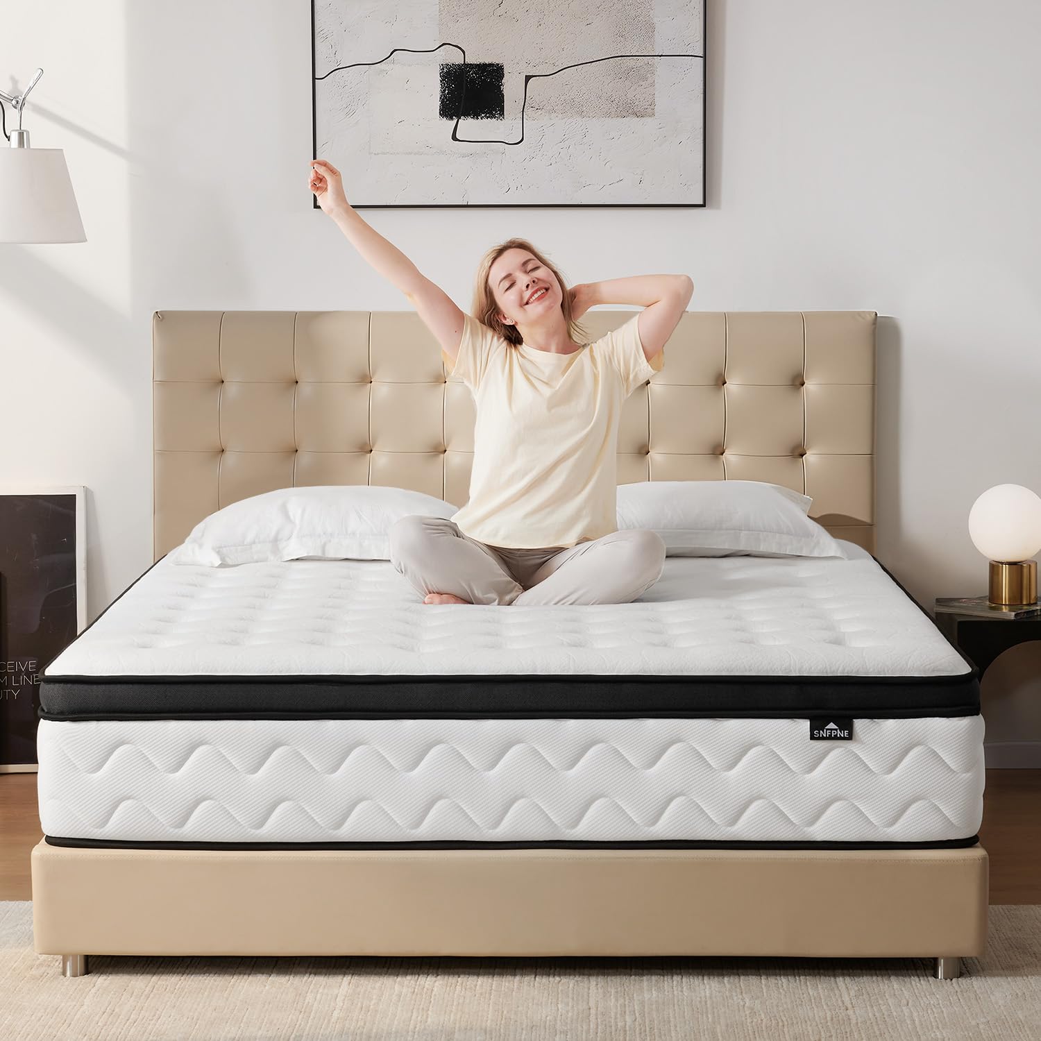 SNFPNE Full Size Mattress 12 Inch - Medium Firm Hybrid Mattress Full with Memory Foam & Zoned Pocket Springs for Pressure Relief