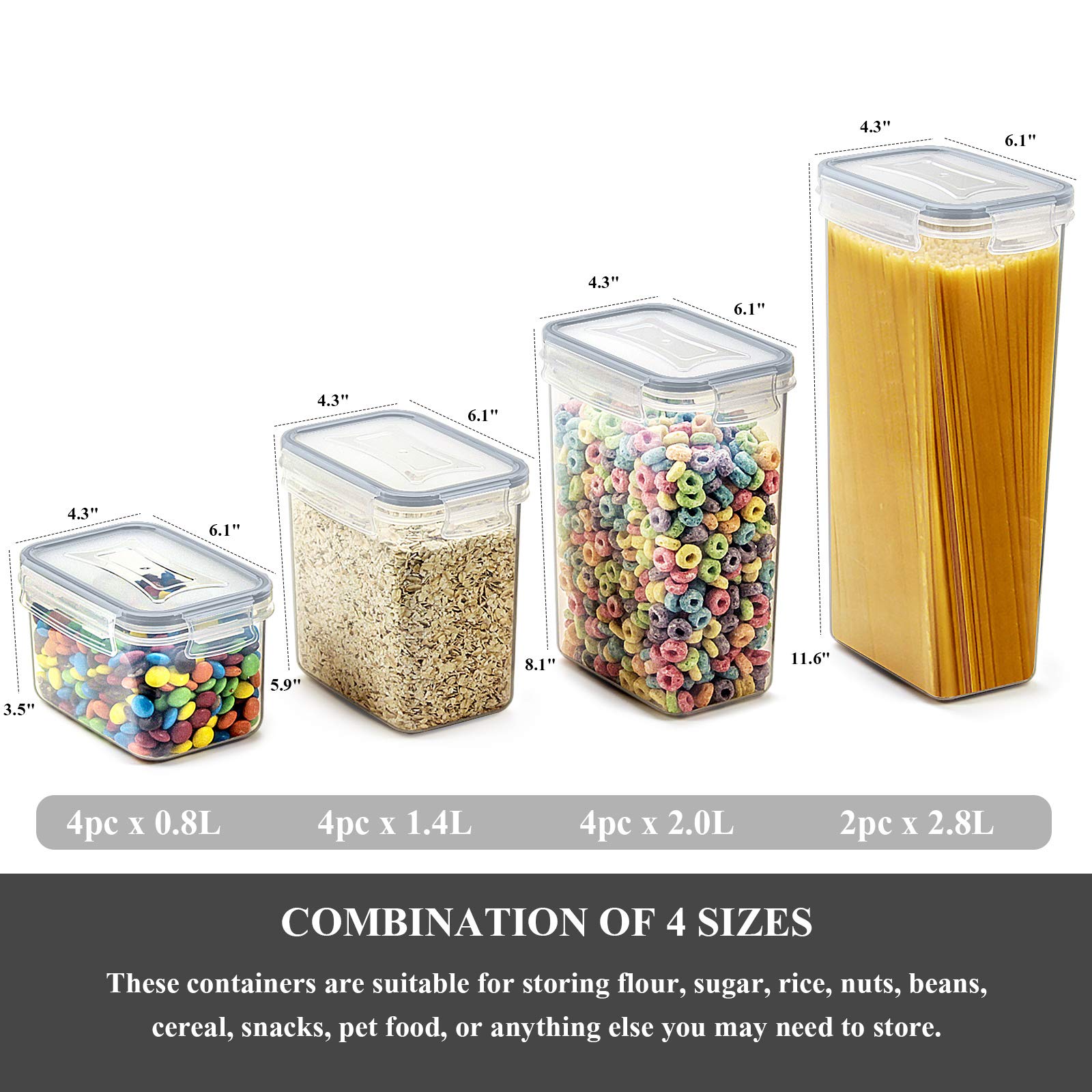 Wildone Airtight Food Storage Containers with Lids  14PC Plastic Kitchen Containers Storage Set for Pantry Organization and Storage  Cereal  Flour and Sugar Containers  Include 20 Labels & Pen