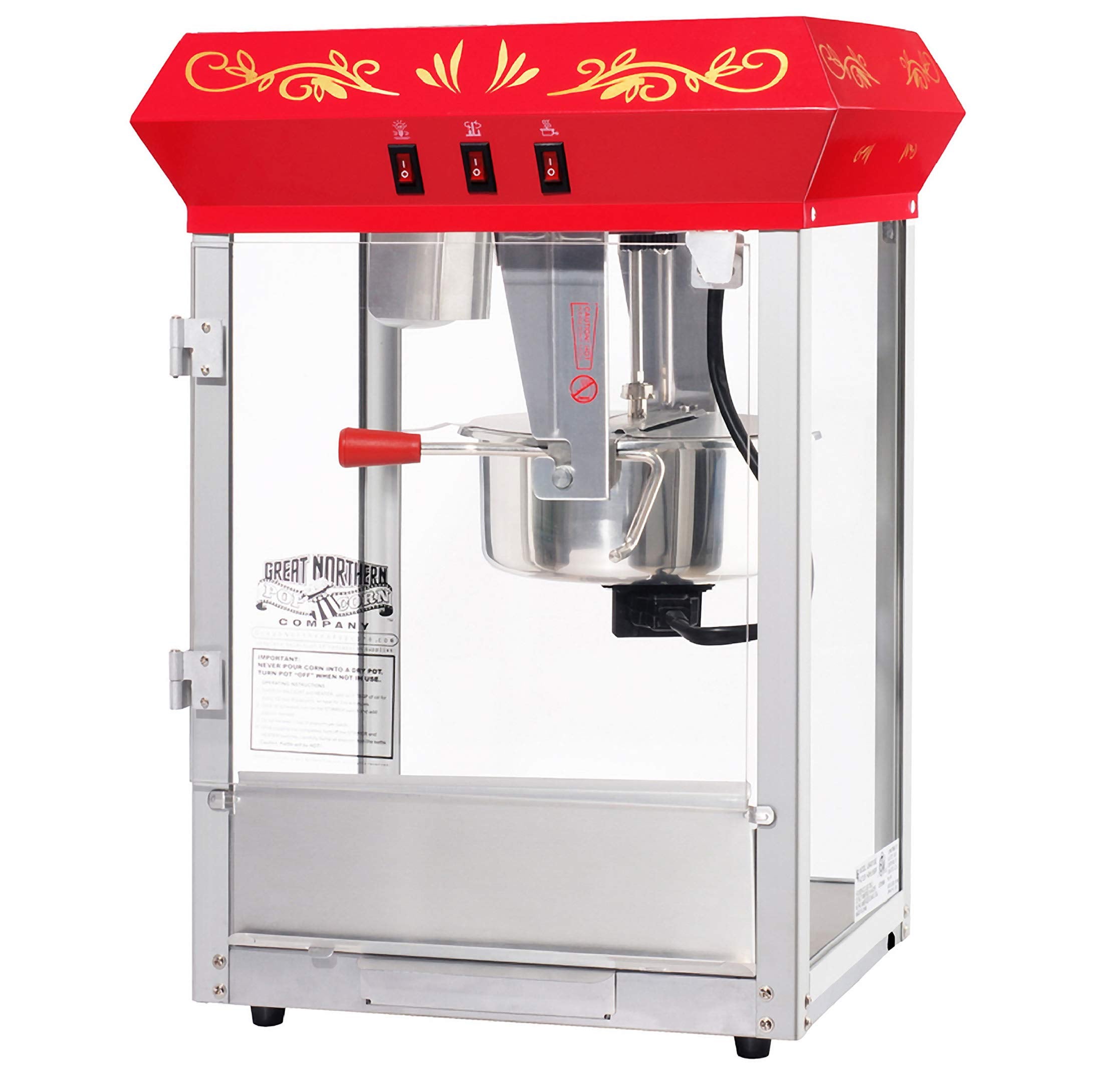 Countertop Popcorn Machine - Antique Style Foundation Popper - 8oz Kettle, Old Maids Drawer, Warming Tray and Scoop by Great Nor