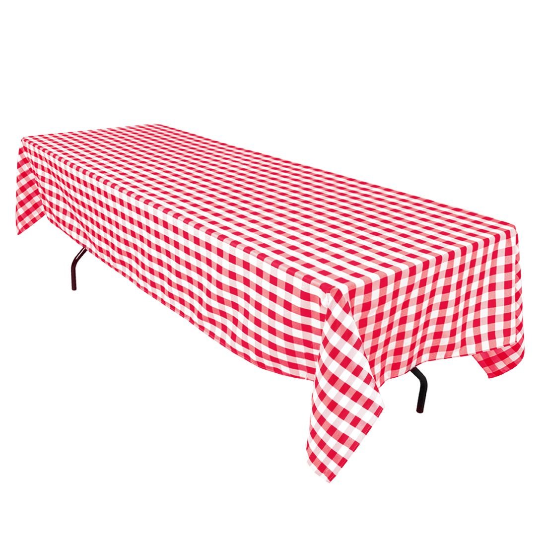 Ltc Linens 60 In. X 126 In. Red And White Checkered Rectangular Tablecloth - Red Gingham Table Cloth For 8 Feet Rectangle Table